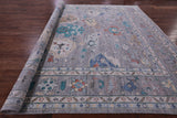 Grey Turkish Oushak Hand Knotted Wool Rug - 12' 4" X 14' 11" - Golden Nile