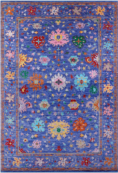 Blue Turkish Oushak Handmade Wool Rug - 12' 3" X 18' 1" - Golden Nile