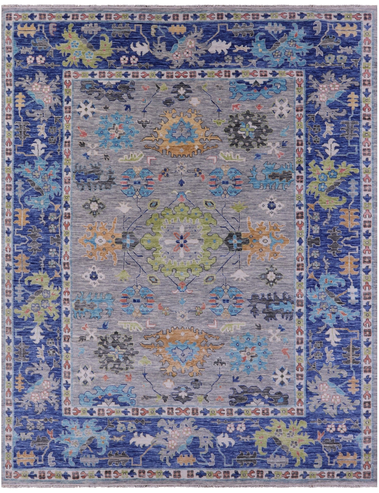 Grey Turkish Oushak Hand Knotted Wool Rug - 12' 1" X 15' 1" - Golden Nile