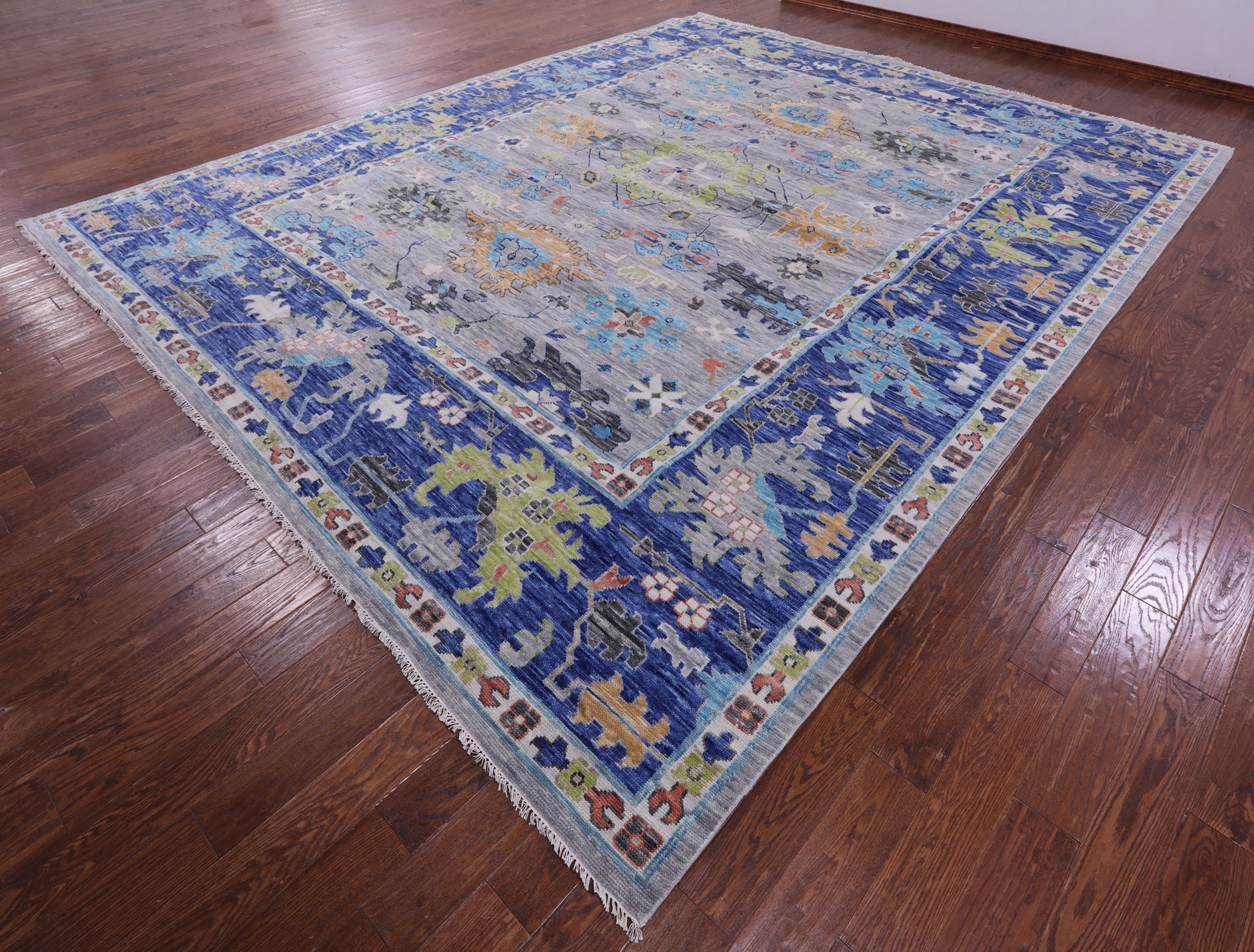 Grey Turkish Oushak Hand Knotted Wool Rug - 12' 1" X 15' 1" - Golden Nile