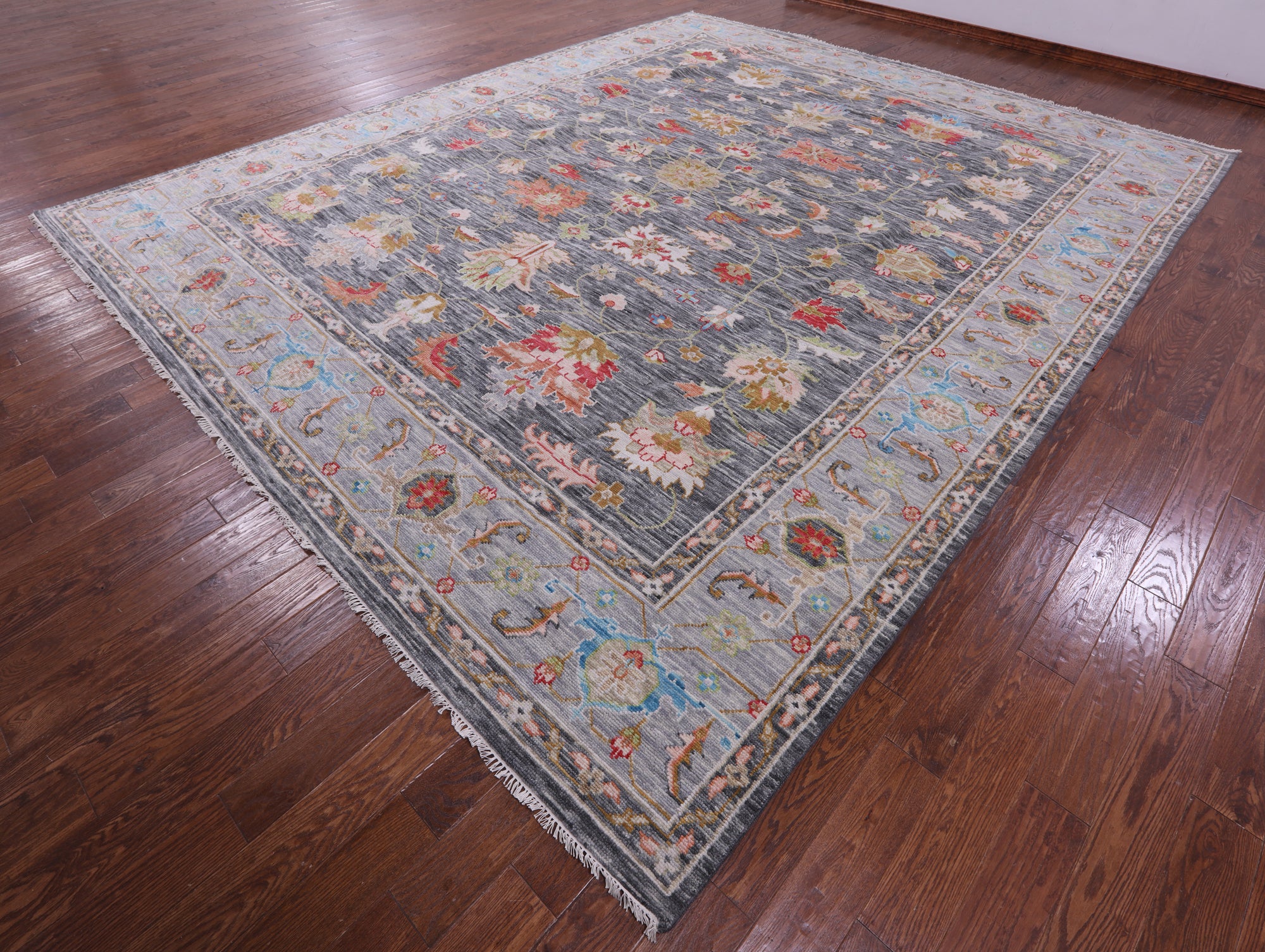Grey Heriz Serapi Hand Knotted Wool Rug - 12' 3" X 14' 10" - Golden Nile