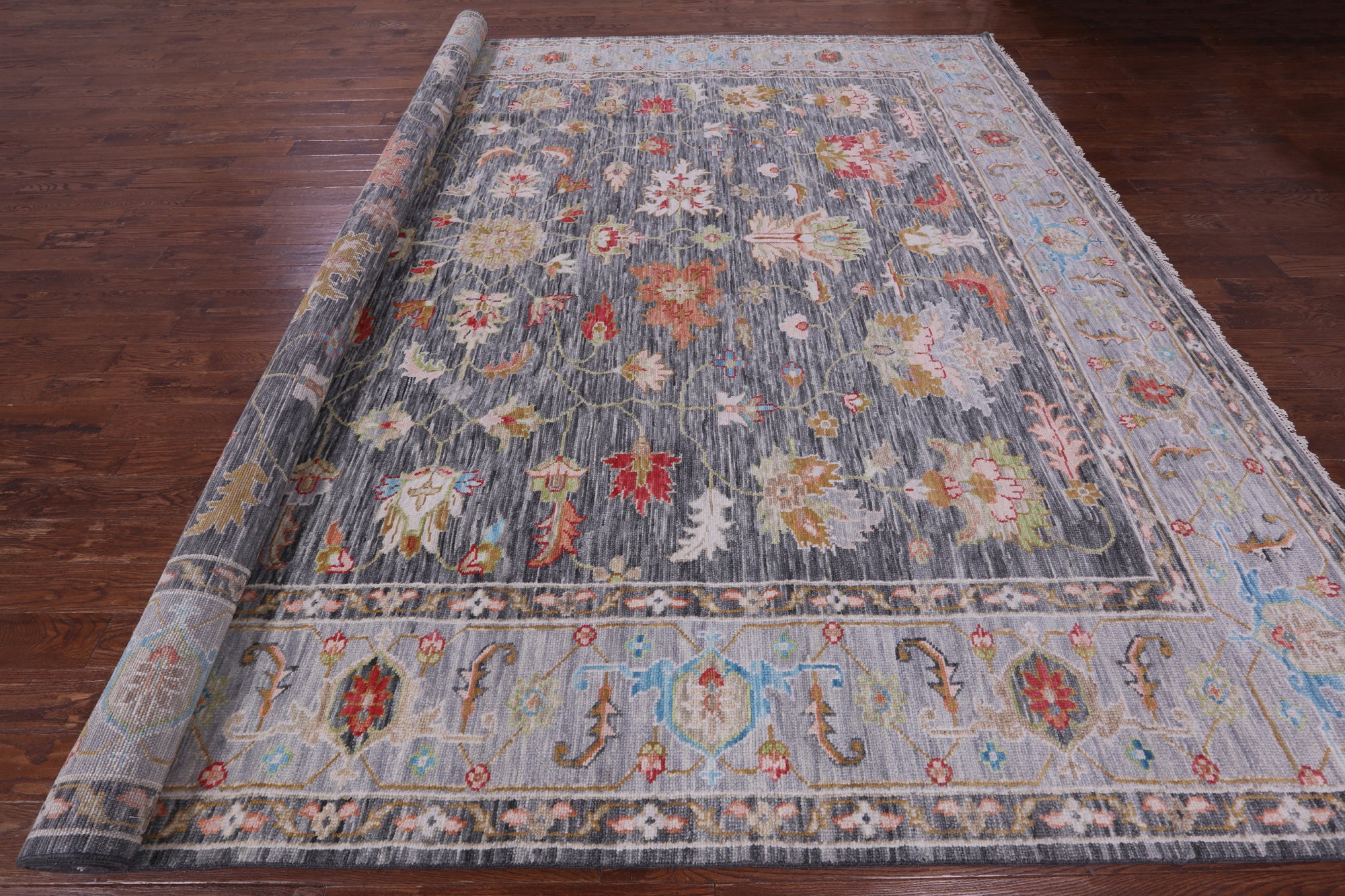 Grey Heriz Serapi Hand Knotted Wool Rug - 12' 3" X 14' 10" - Golden Nile