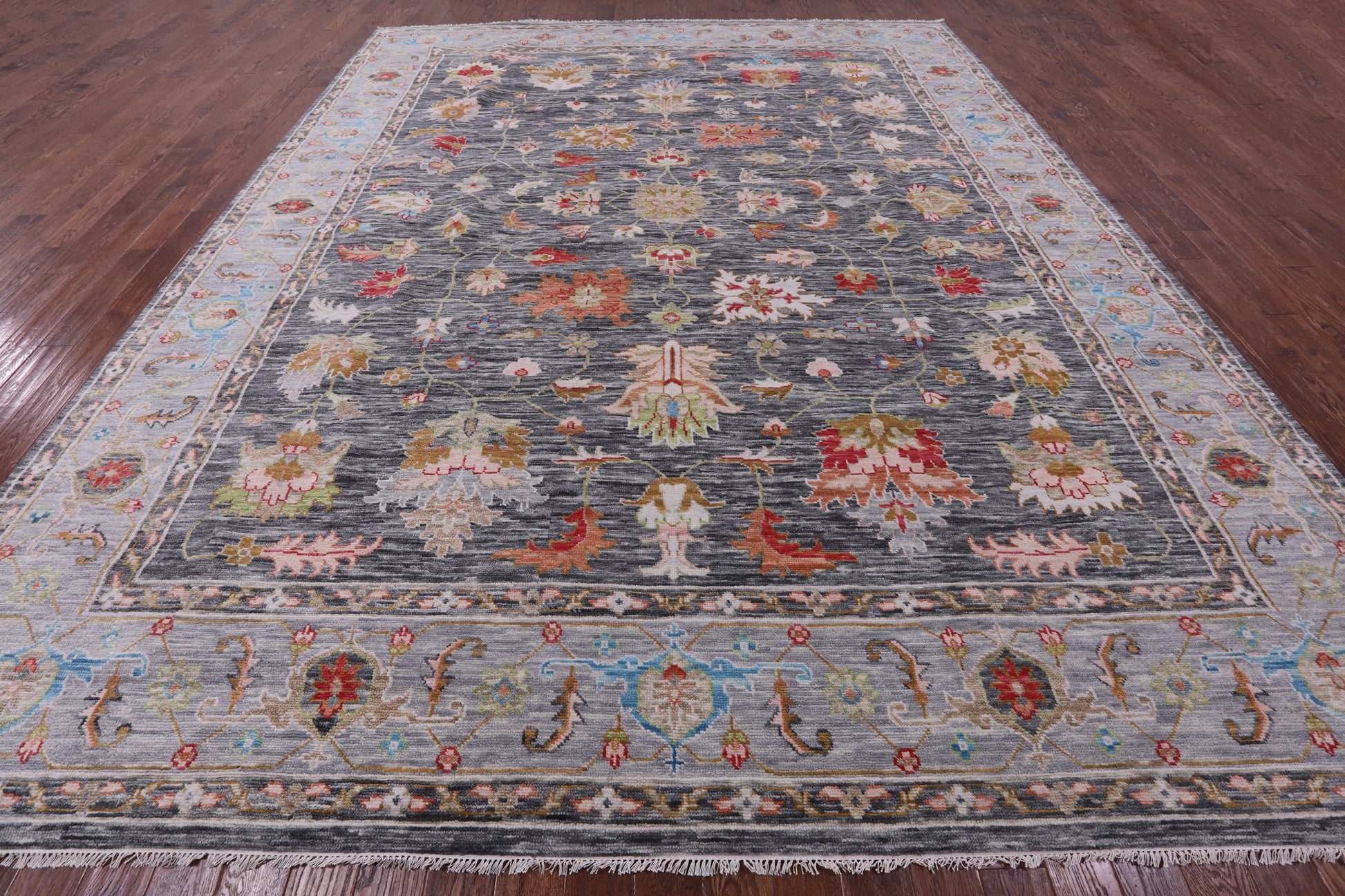 Grey Heriz Serapi Hand Knotted Wool Rug - 12' 3" X 14' 10" - Golden Nile