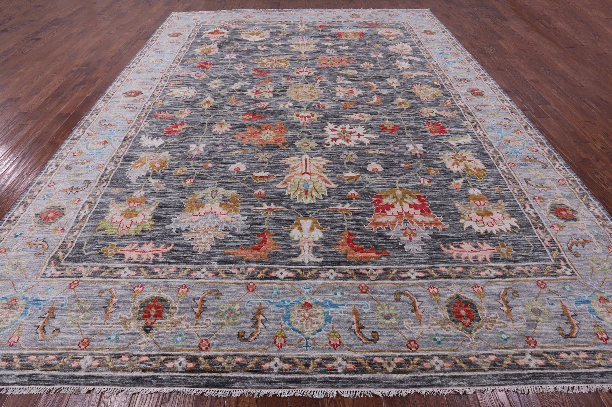 Grey Heriz Serapi Hand Knotted Wool Rug - 12' 3" X 14' 10" - Golden Nile