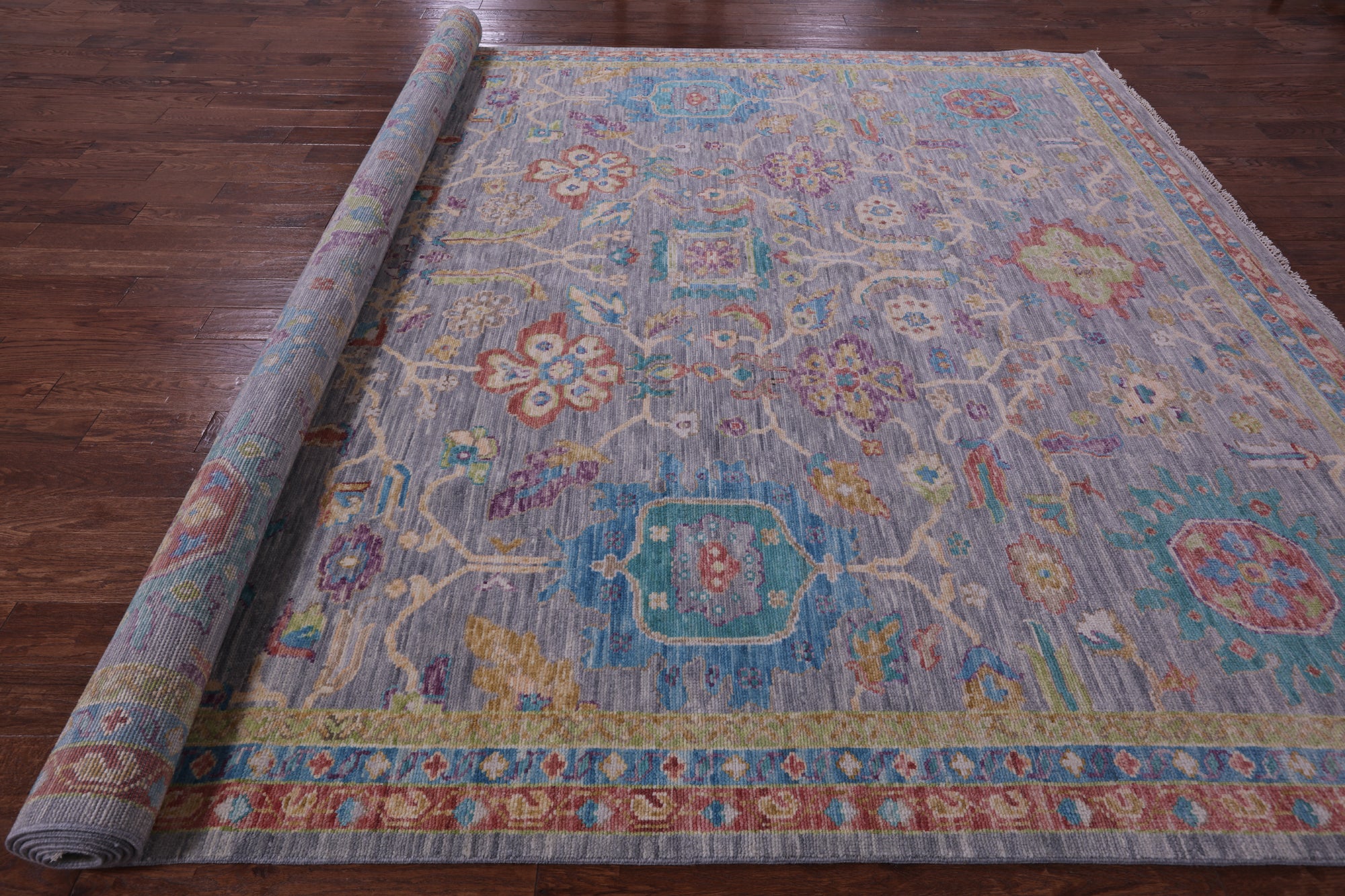 Grey Heriz Serapi Hand Knotted Wool Rug - 10' 1" X 14' 0" - Golden Nile