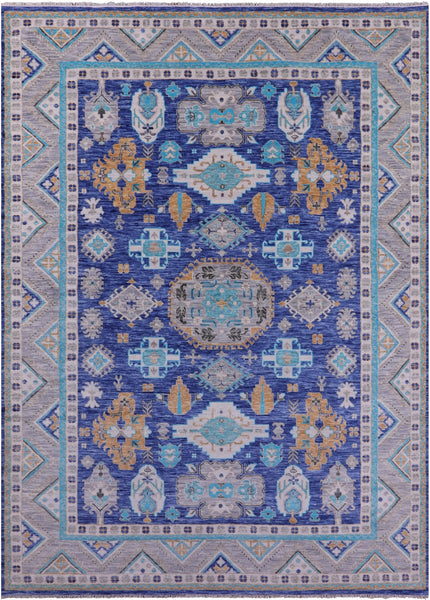 Blue Kazak Hand Knotted Wool Rug - 10' 1" X 13' 11" - Golden Nile