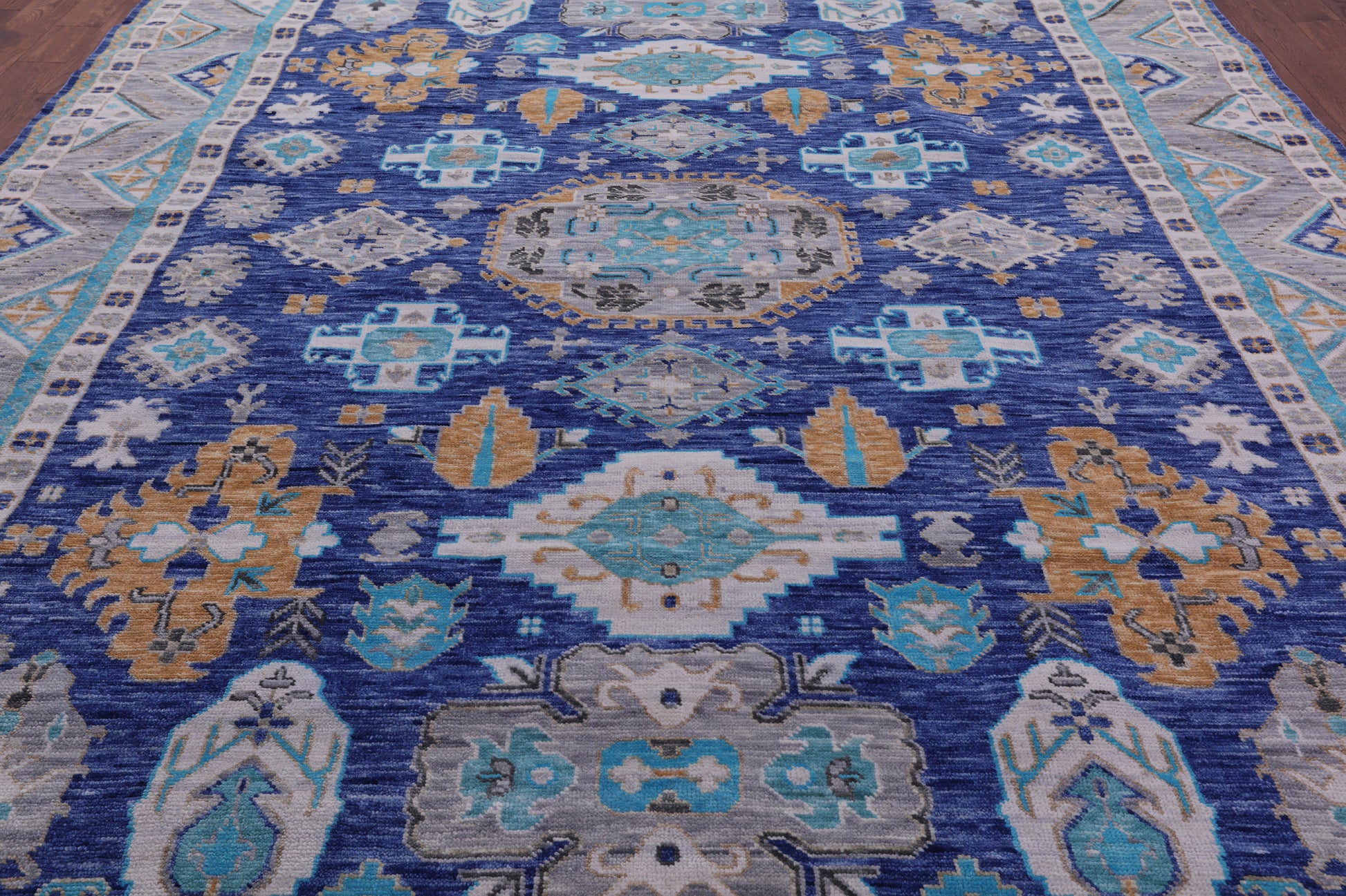 Blue Kazak Hand Knotted Wool Rug - 10' 1" X 13' 11" - Golden Nile
