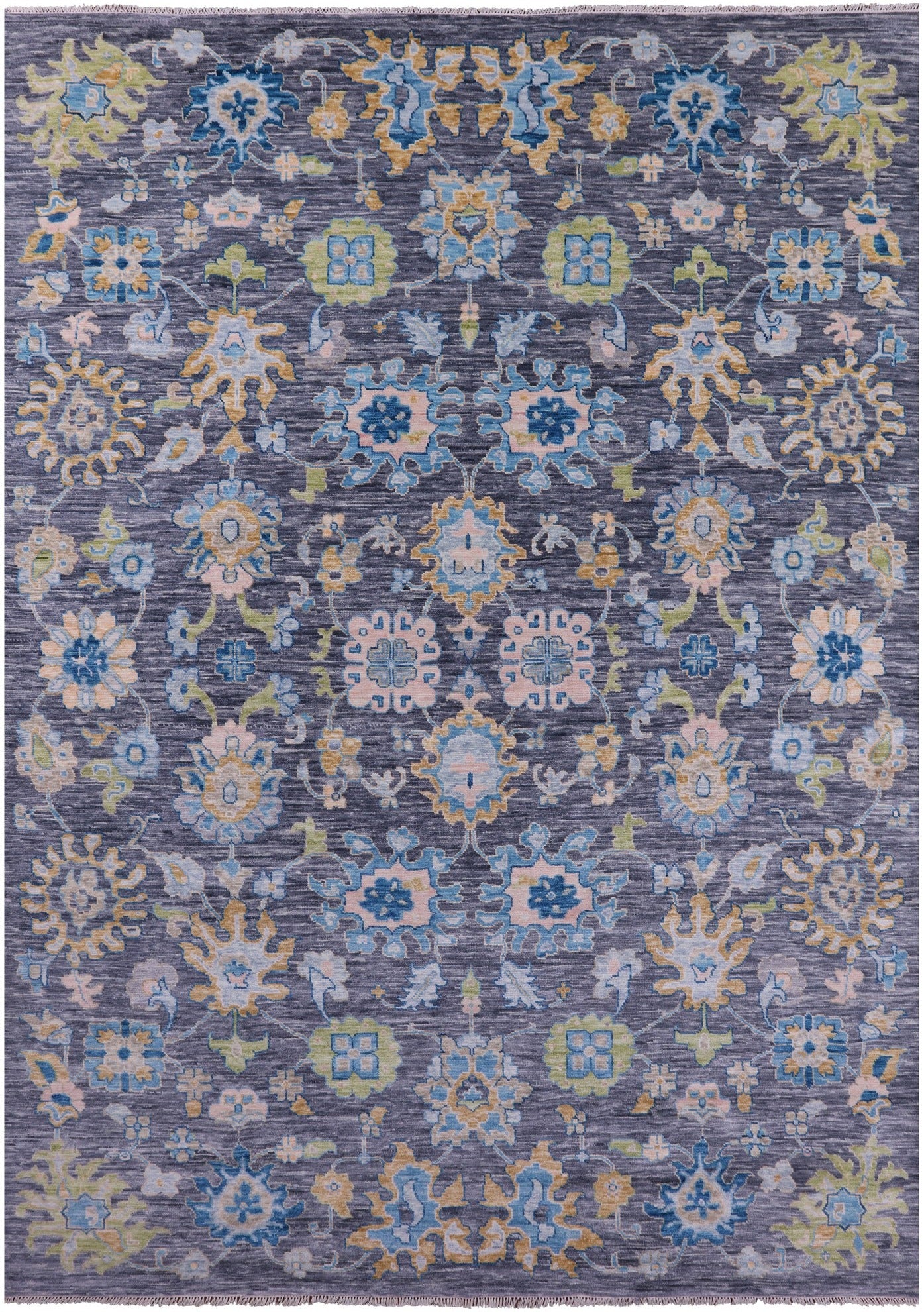 Grey Turkish Oushak Hand Knotted Wool Rug - 10' 1" X 14' 1" - Golden Nile