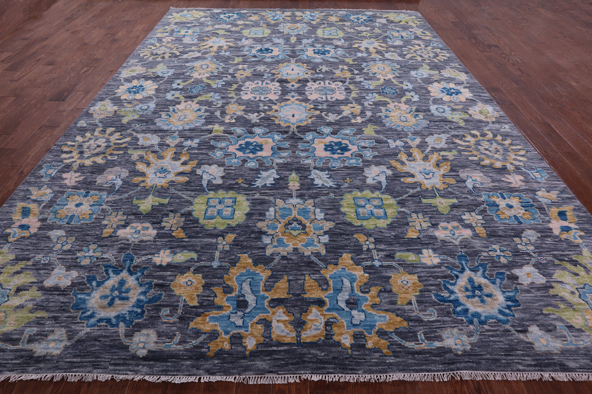 Grey Turkish Oushak Hand Knotted Wool Rug - 10' 1" X 14' 1" - Golden Nile