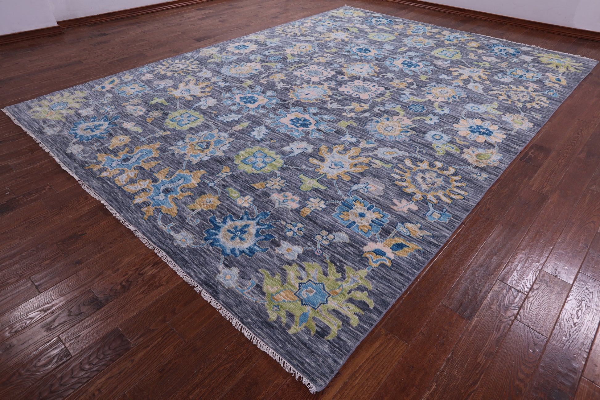 Grey Turkish Oushak Hand Knotted Wool Rug - 10' 1" X 14' 1" - Golden Nile