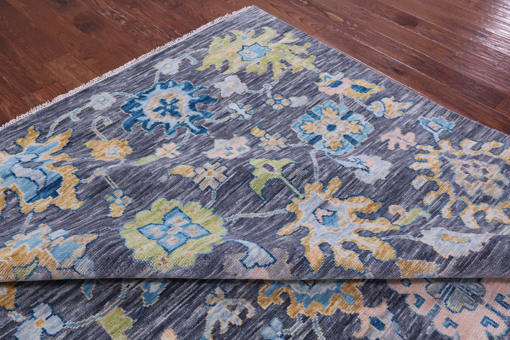 Grey Turkish Oushak Hand Knotted Wool Rug - 10' 1" X 14' 1" - Golden Nile
