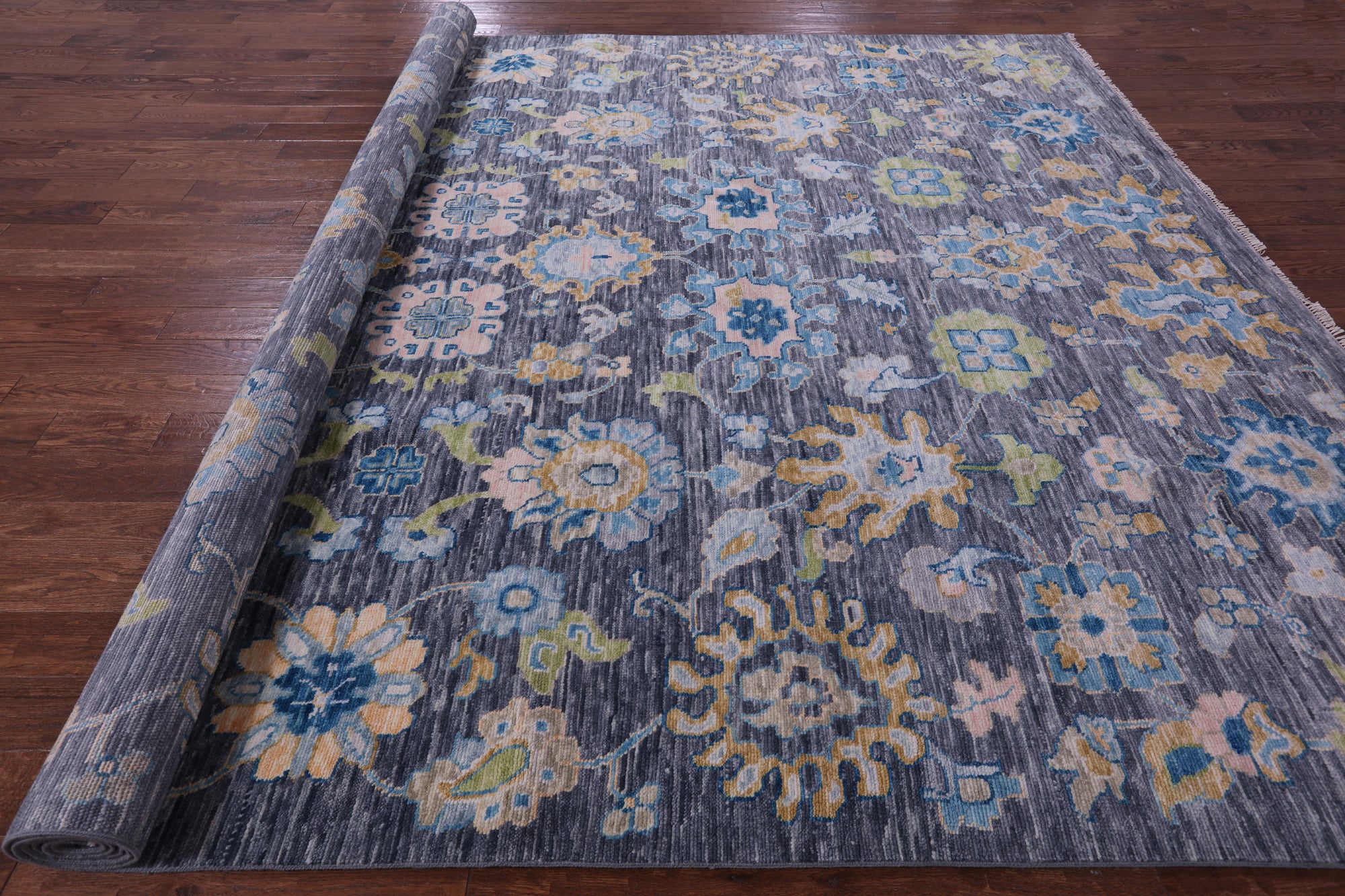 Grey Turkish Oushak Hand Knotted Wool Rug - 10' 1" X 14' 1" - Golden Nile