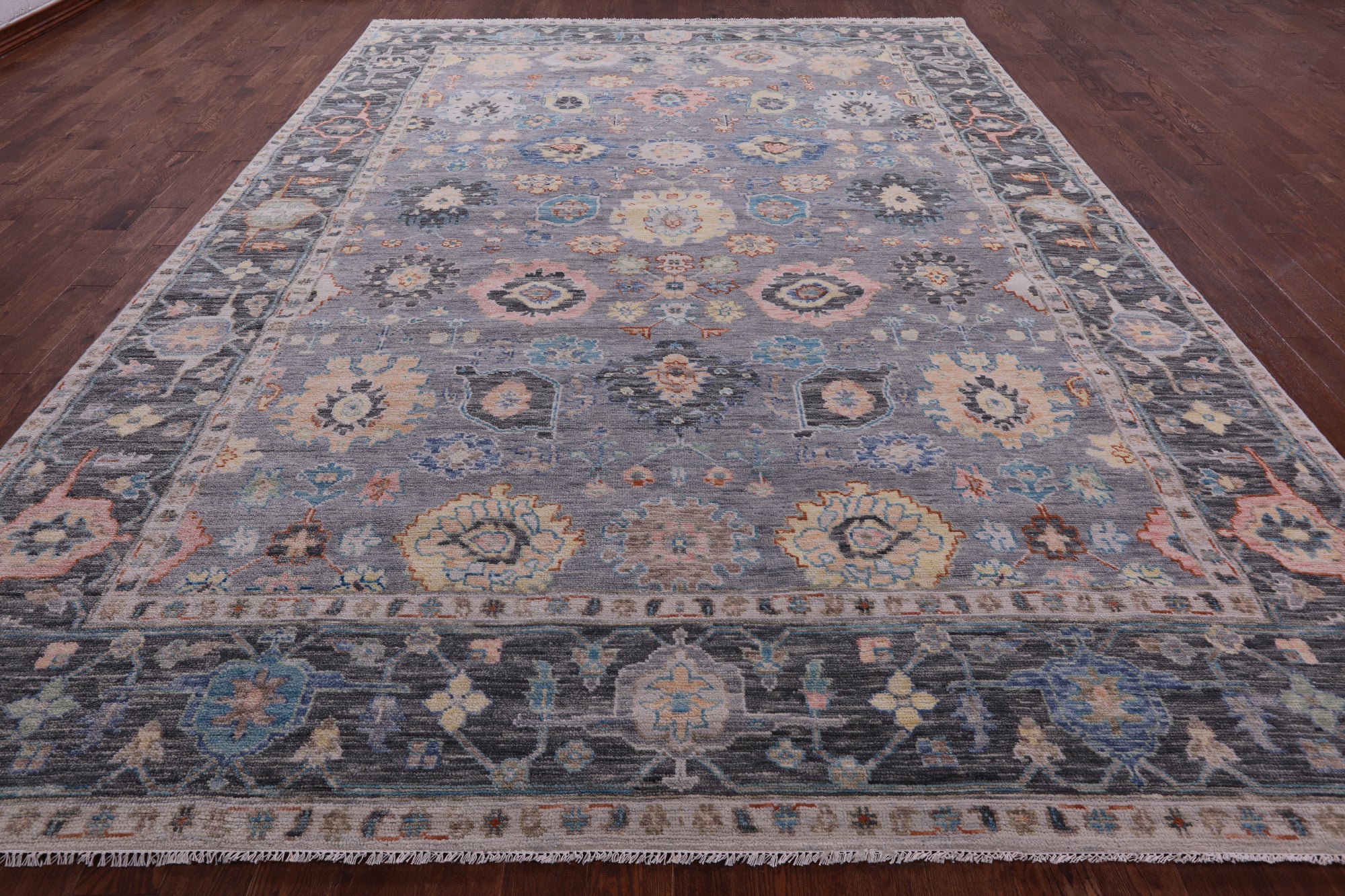Grey Turkish Oushak Hand Knotted Wool Rug - 10' 2" X 13' 11" - Golden Nile