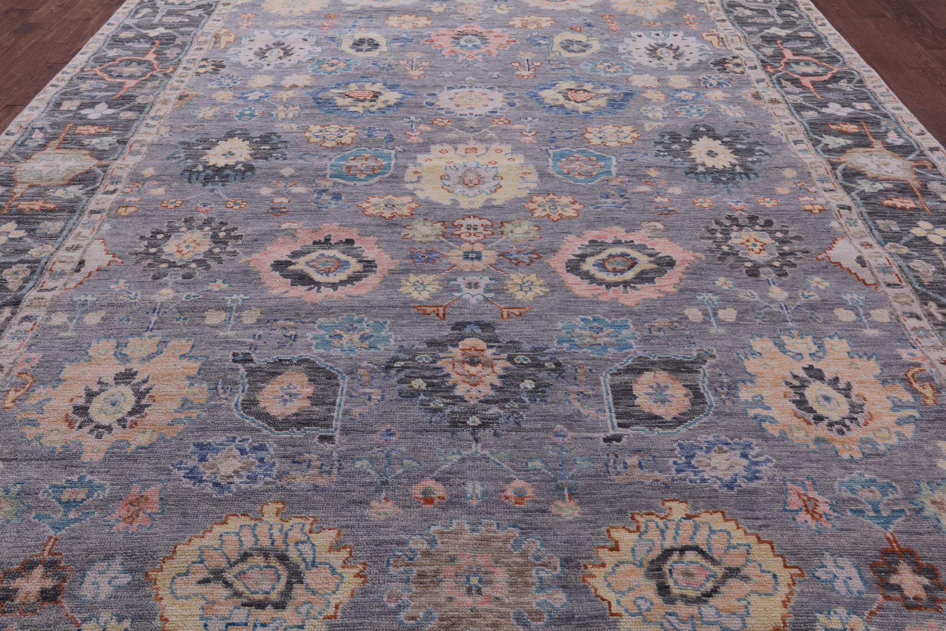 Grey Turkish Oushak Hand Knotted Wool Rug - 10' 2" X 13' 11" - Golden Nile