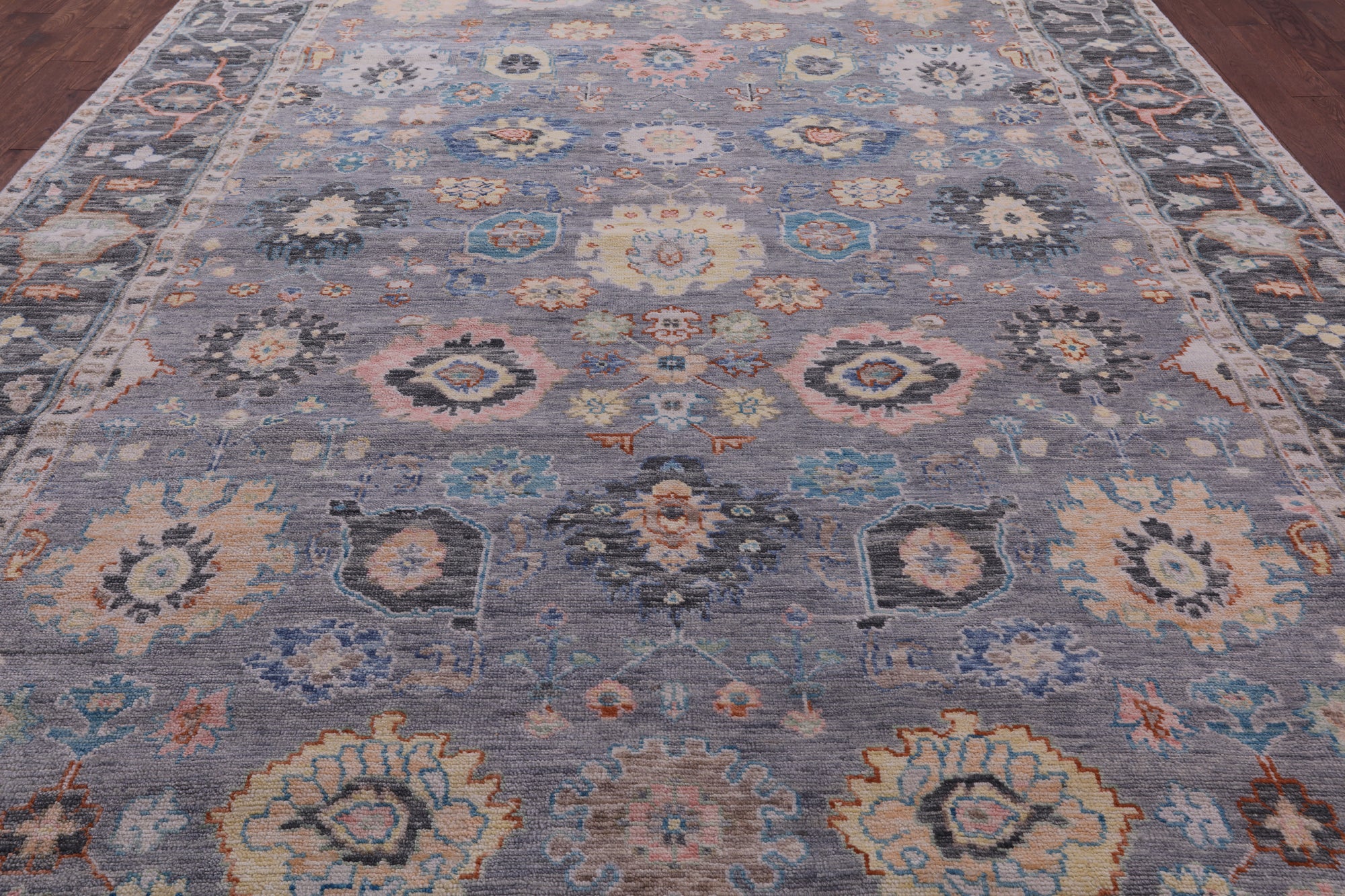 Grey Turkish Oushak Hand Knotted Wool Rug - 10' 2" X 13' 11" - Golden Nile