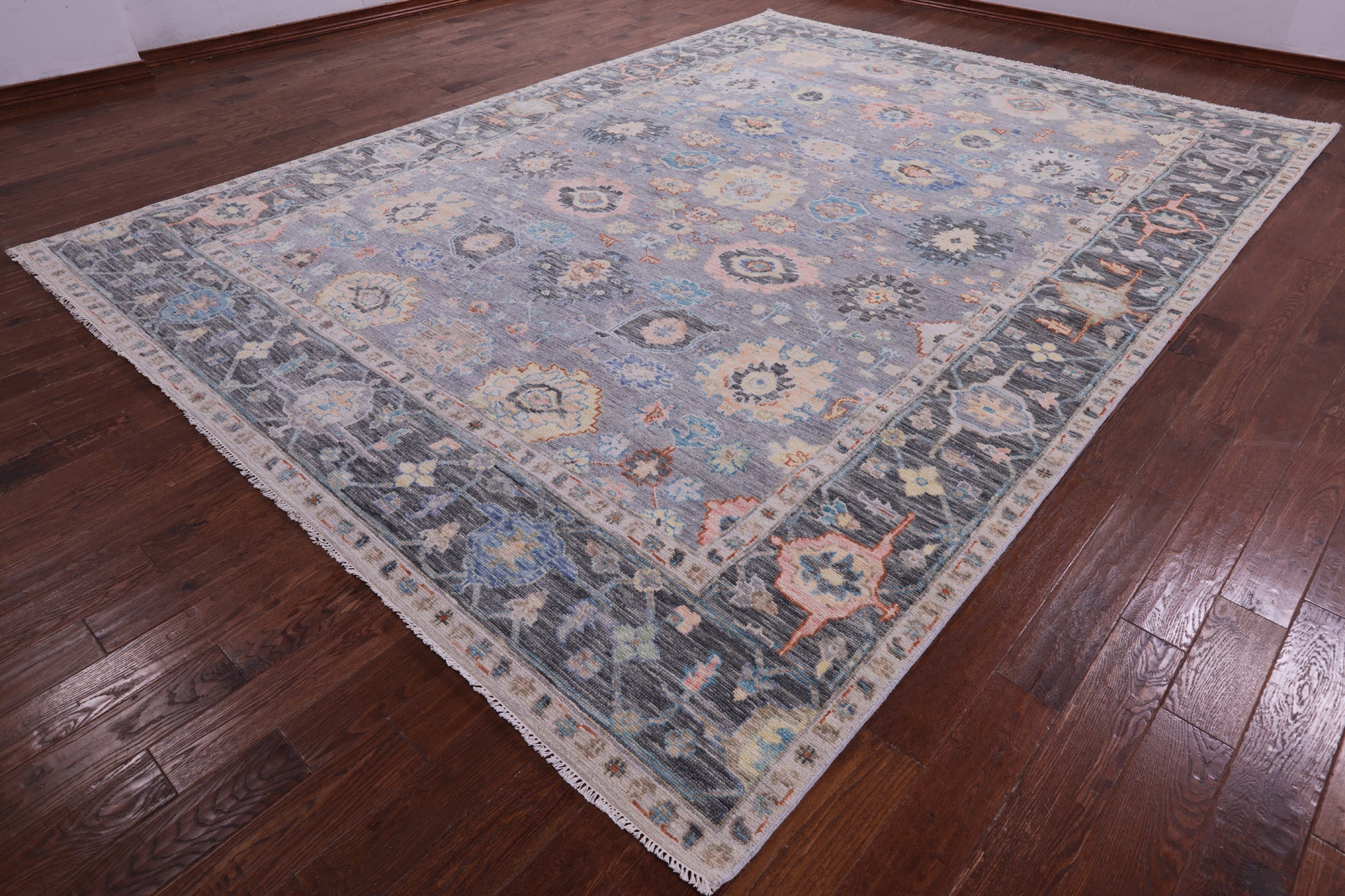 Grey Turkish Oushak Hand Knotted Wool Rug - 10' 2" X 13' 11" - Golden Nile