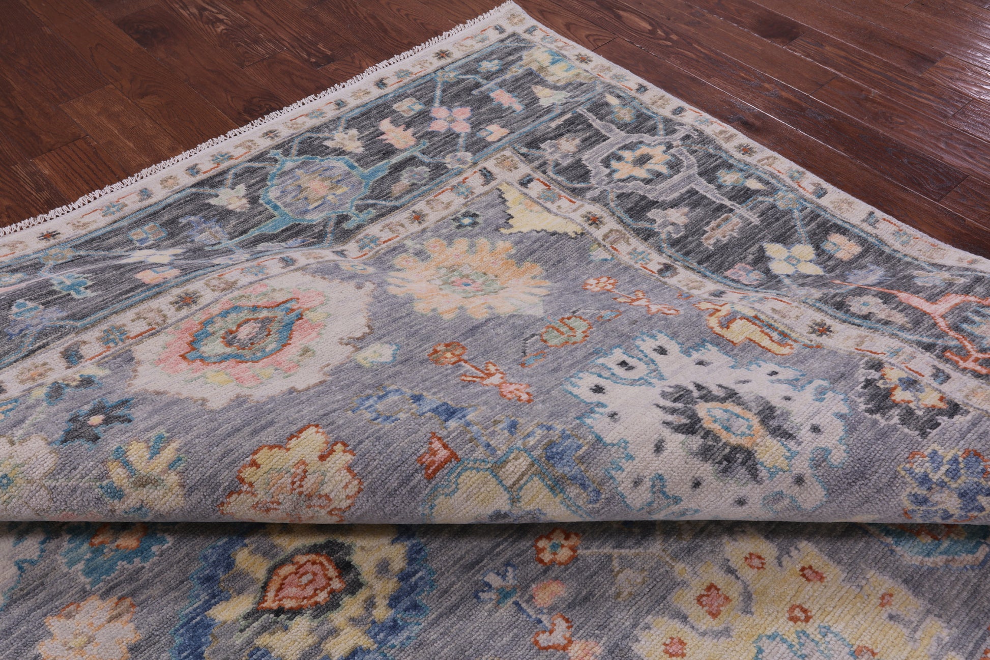 Grey Turkish Oushak Hand Knotted Wool Rug - 10' 2" X 13' 11" - Golden Nile