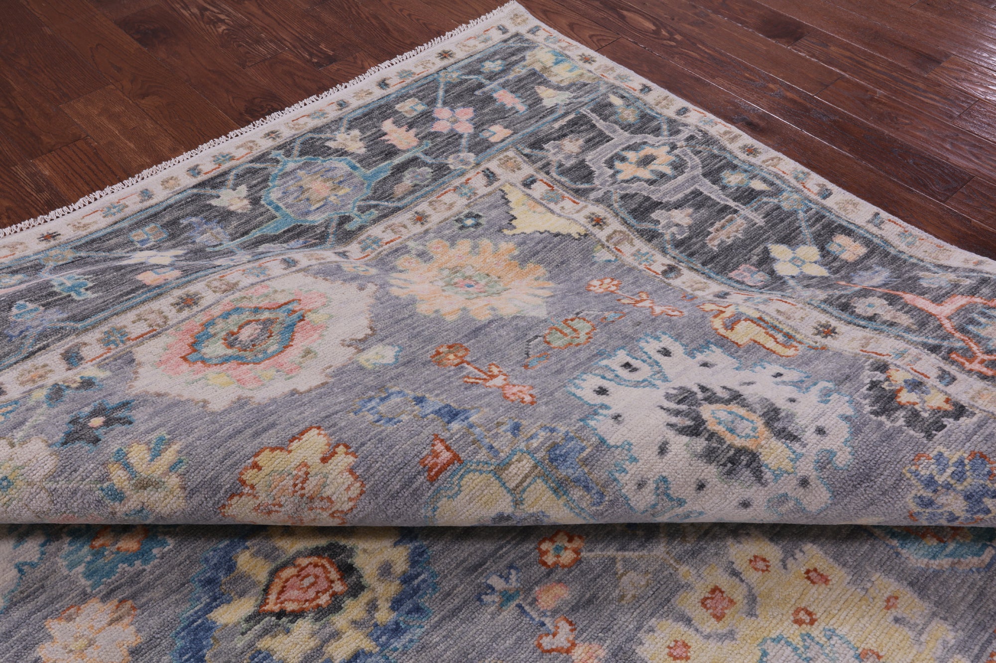 Grey Turkish Oushak Hand Knotted Wool Rug - 10' 2" X 13' 11" - Golden Nile