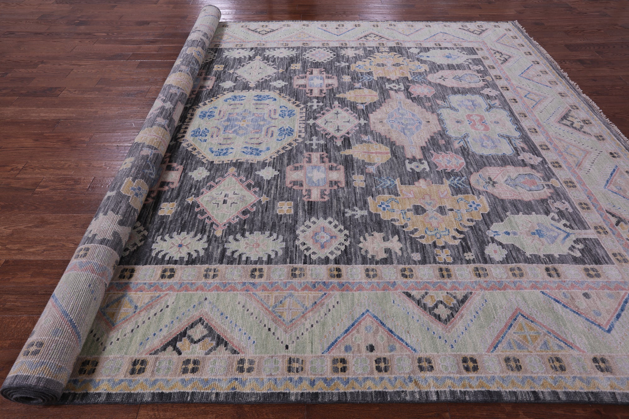 Grey Kazak Handmade Wool Rug - 10' 0" X 14' 0" - Golden Nile