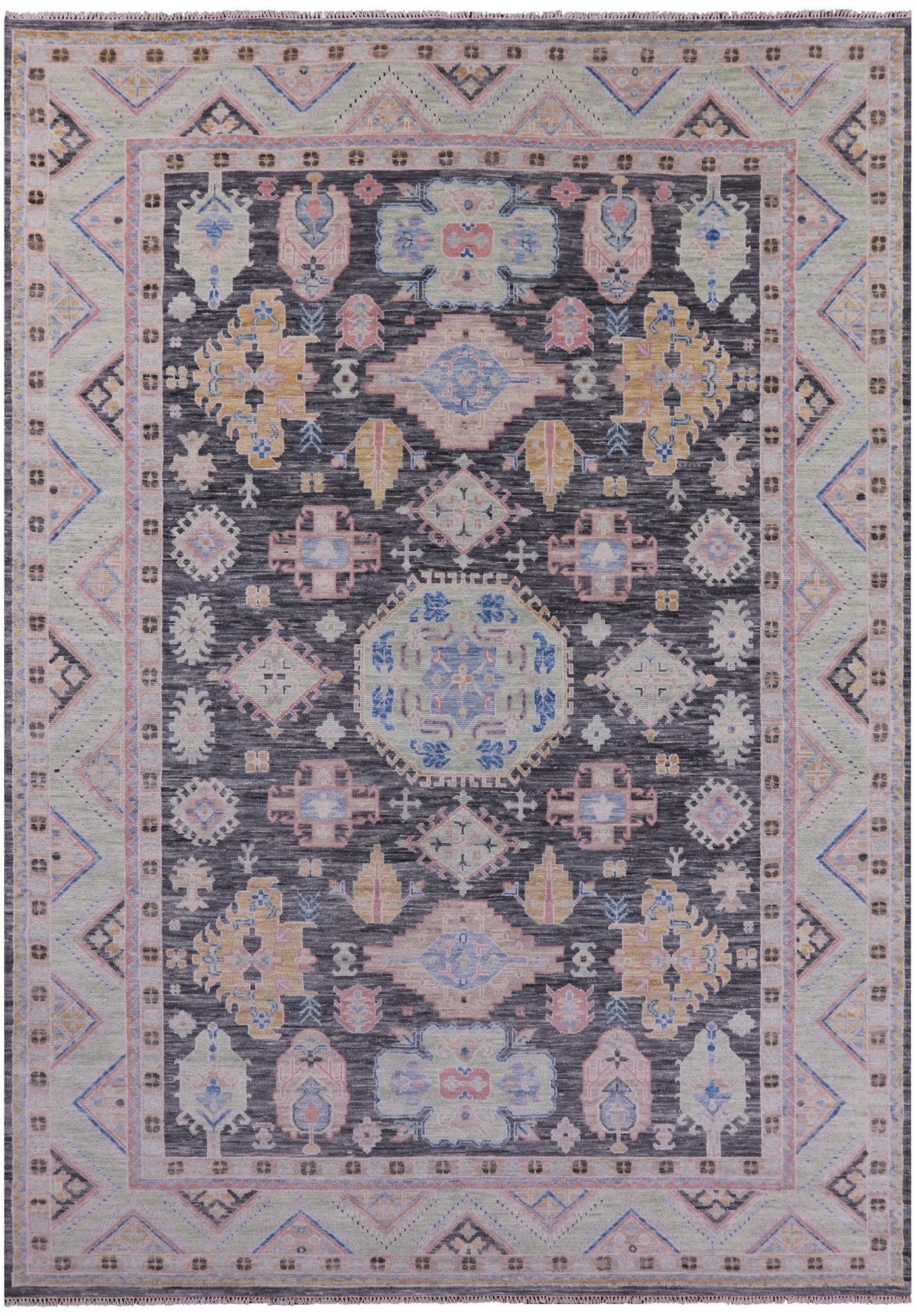 Grey Kazak Handmade Wool Rug - 10' 0" X 14' 0" - Golden Nile