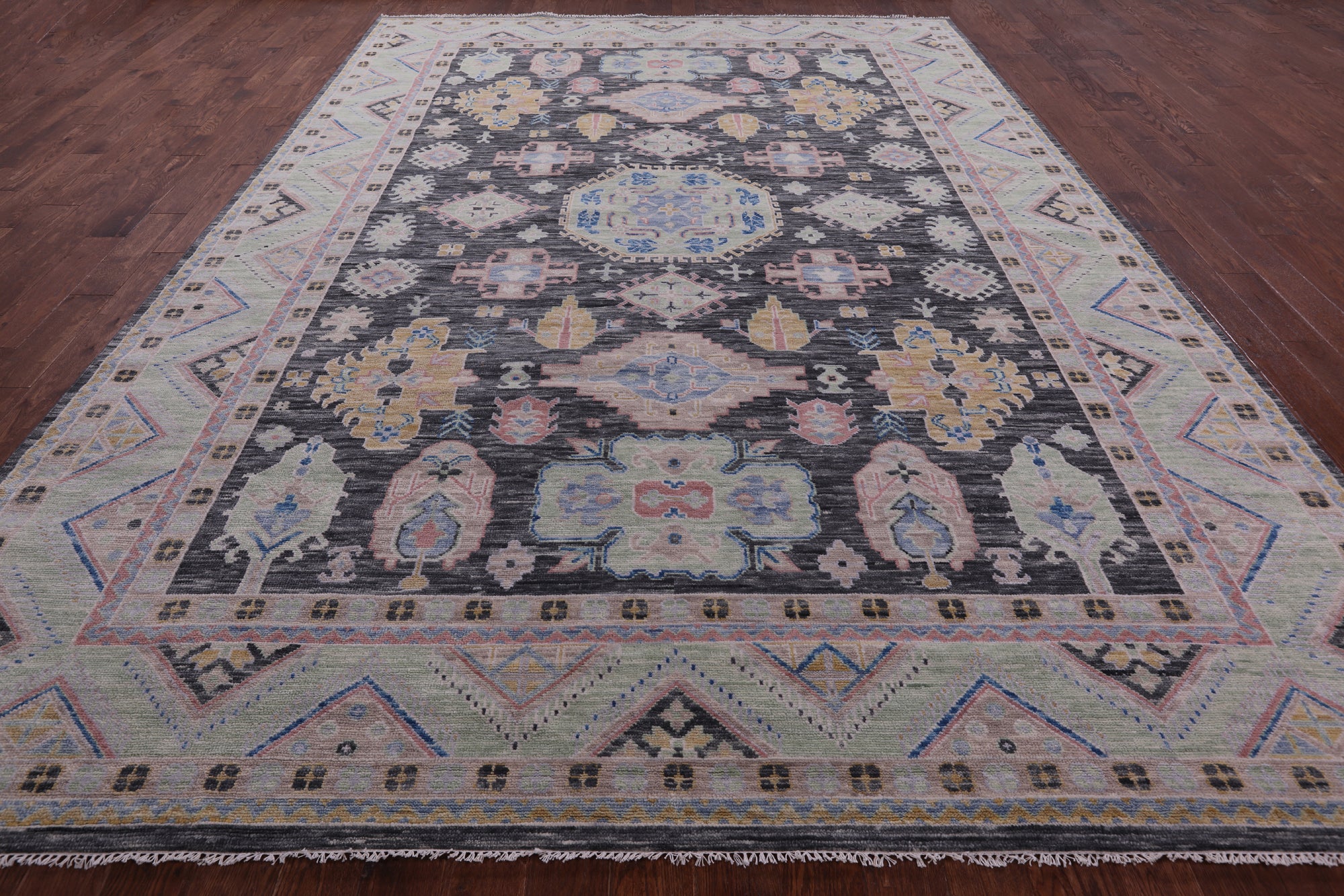 Grey Kazak Handmade Wool Rug - 10' 0" X 14' 0" - Golden Nile