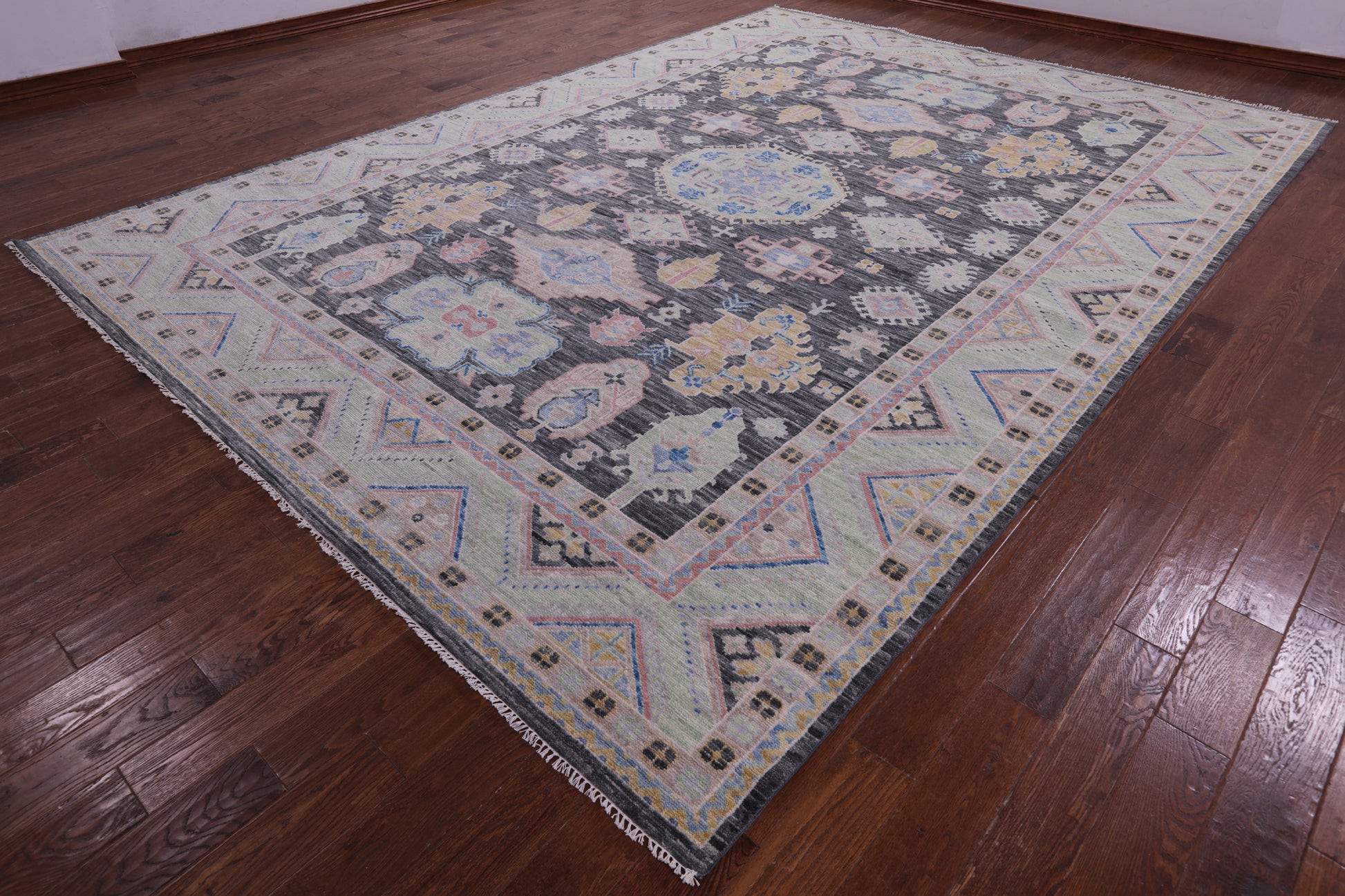 Grey Kazak Handmade Wool Rug - 10' 0" X 14' 0" - Golden Nile