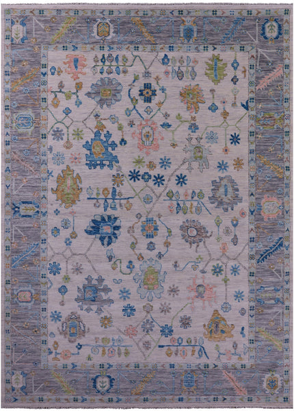 Ivory Turkish Oushak Hand Knotted Wool Rug - 10' 1" X 13' 10" - Golden Nile