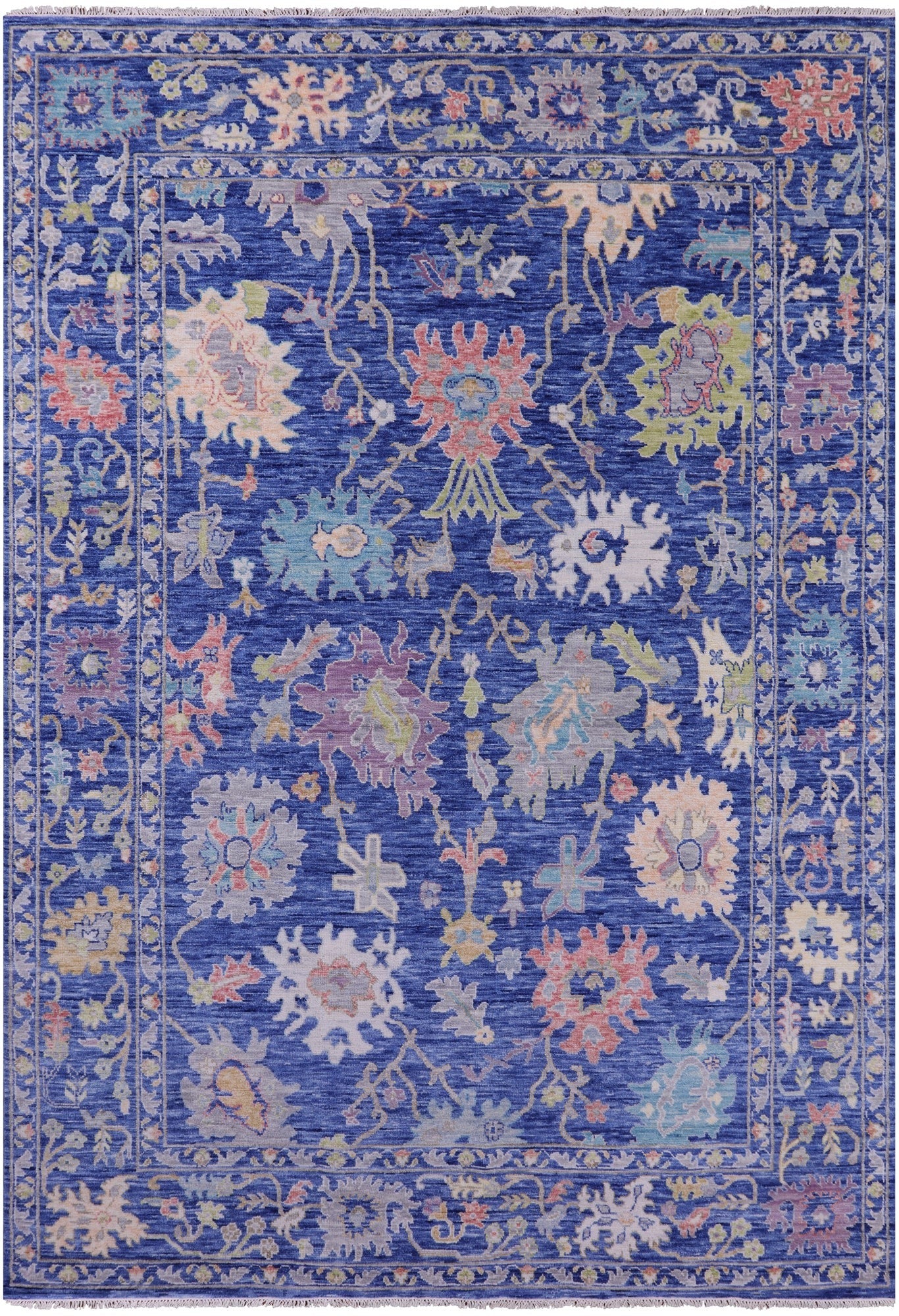 Blue Turkish Oushak Hand Knotted Wool Rug - 9' 9" X 13' 11" - Golden Nile