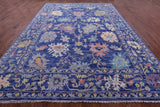 Blue Turkish Oushak Hand Knotted Wool Rug - 9' 9" X 13' 11" - Golden Nile