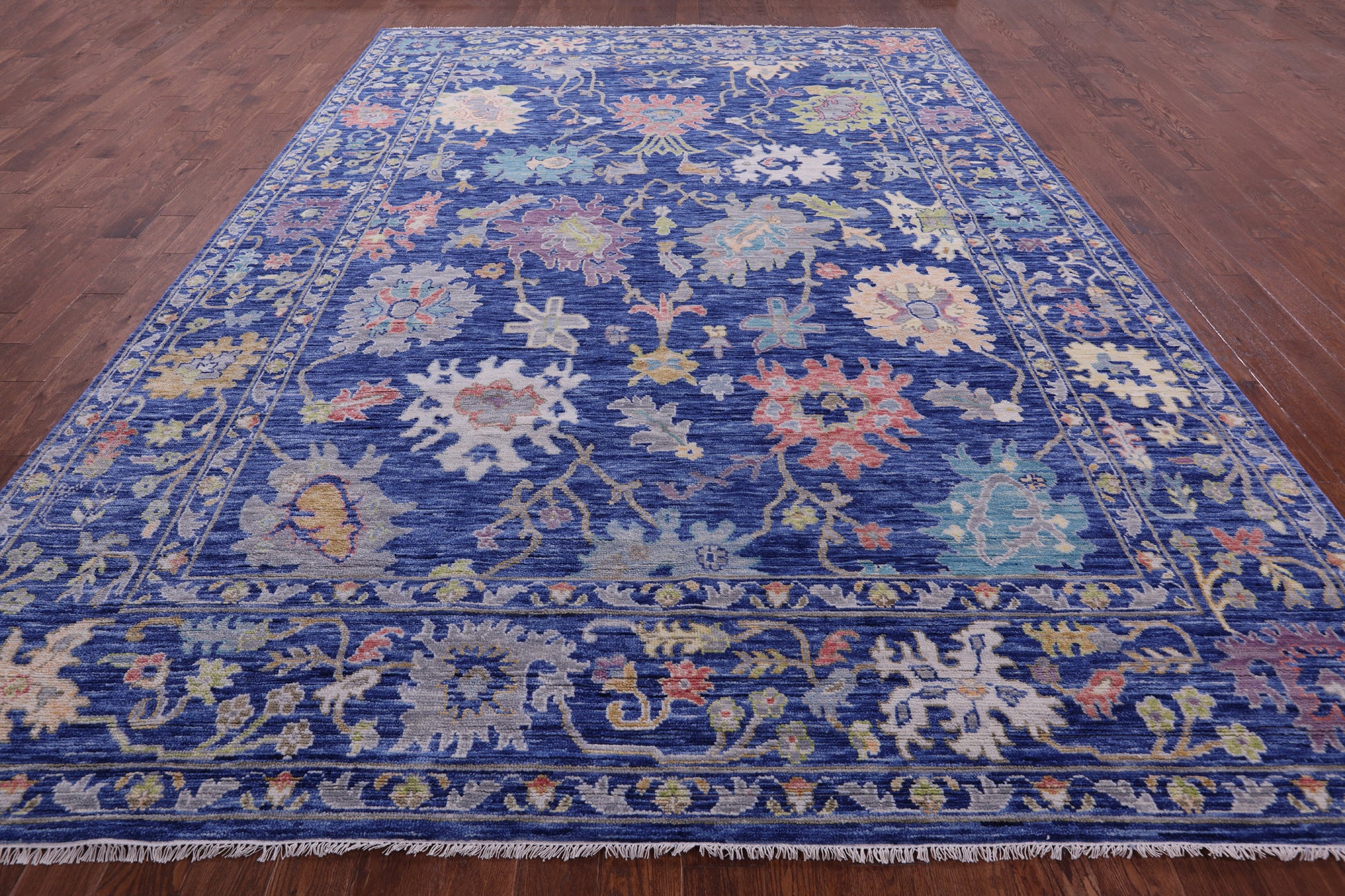 Blue Turkish Oushak Hand Knotted Wool Rug - 9' 9" X 13' 11" - Golden Nile