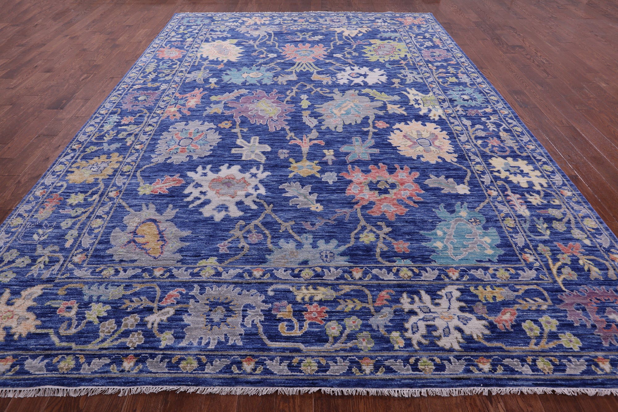 Blue Turkish Oushak Hand Knotted Wool Rug - 9' 9" X 13' 11" - Golden Nile