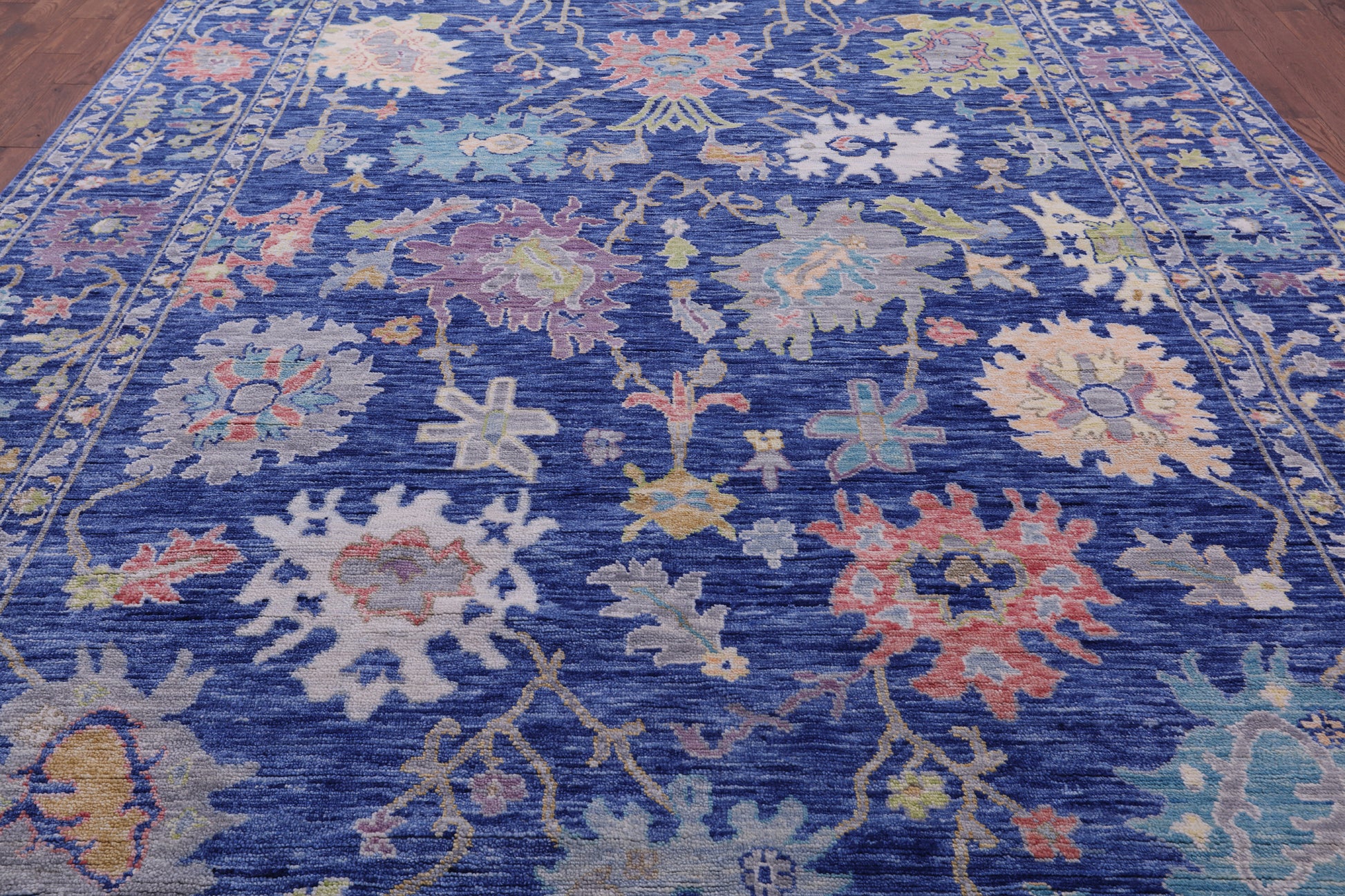 Blue Turkish Oushak Hand Knotted Wool Rug - 9' 9" X 13' 11" - Golden Nile