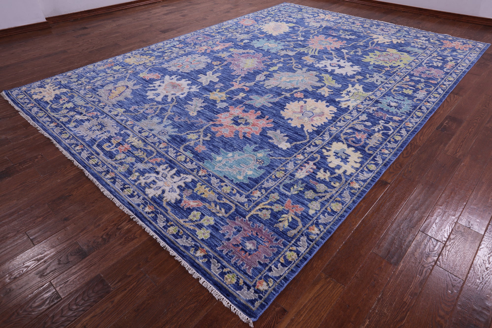 Blue Turkish Oushak Hand Knotted Wool Rug - 9' 9" X 13' 11" - Golden Nile