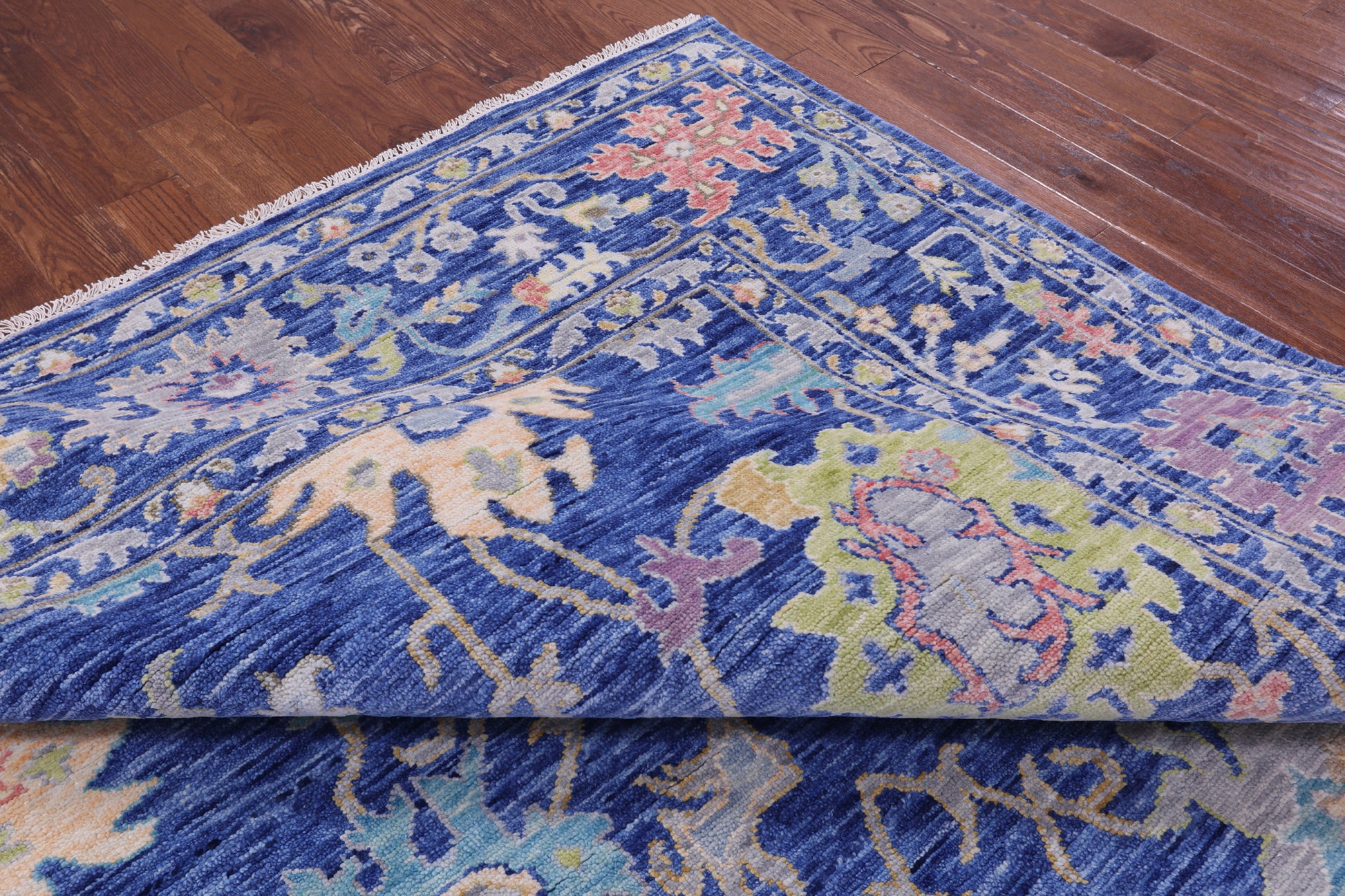 Blue Turkish Oushak Hand Knotted Wool Rug - 9' 9" X 13' 11" - Golden Nile