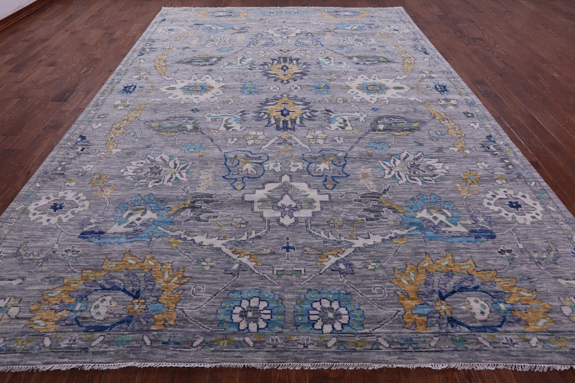 Grey Persian Tabriz Hand Knotted Wool Rug - 10' 0" X 13' 9" - Golden Nile