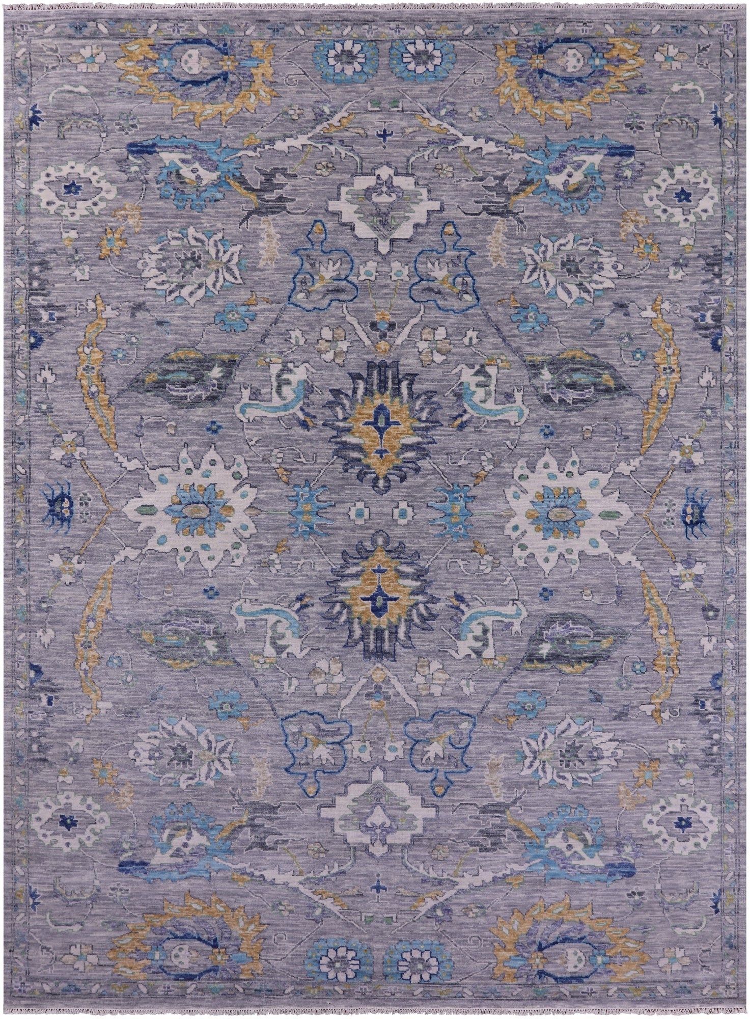 Grey Persian Tabriz Hand Knotted Wool Rug - 10' 0" X 13' 9" - Golden Nile