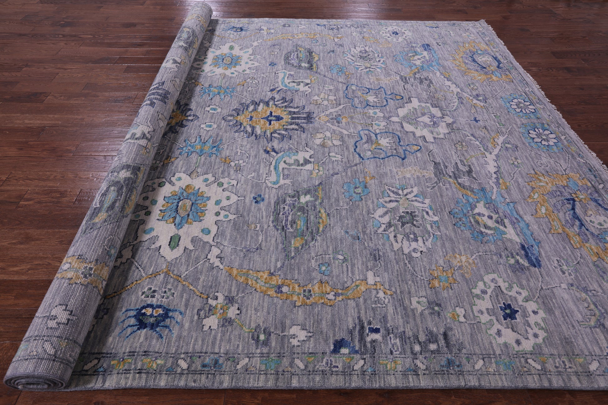 Grey Persian Tabriz Hand Knotted Wool Rug - 10' 0" X 13' 9" - Golden Nile