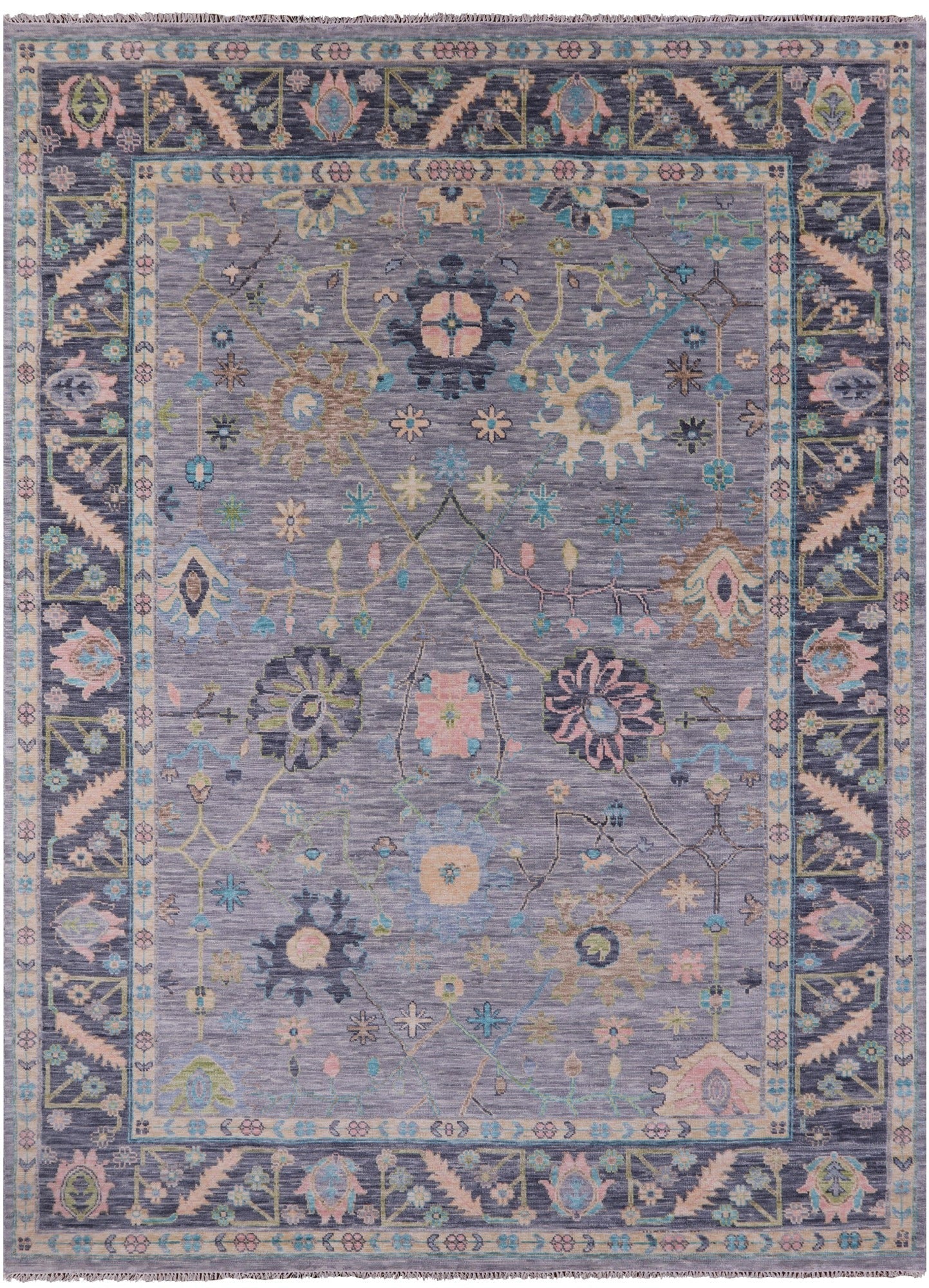Grey Turkish Oushak Hand Knotted Wool Rug - 10' 1" X 13' 9" - Golden Nile
