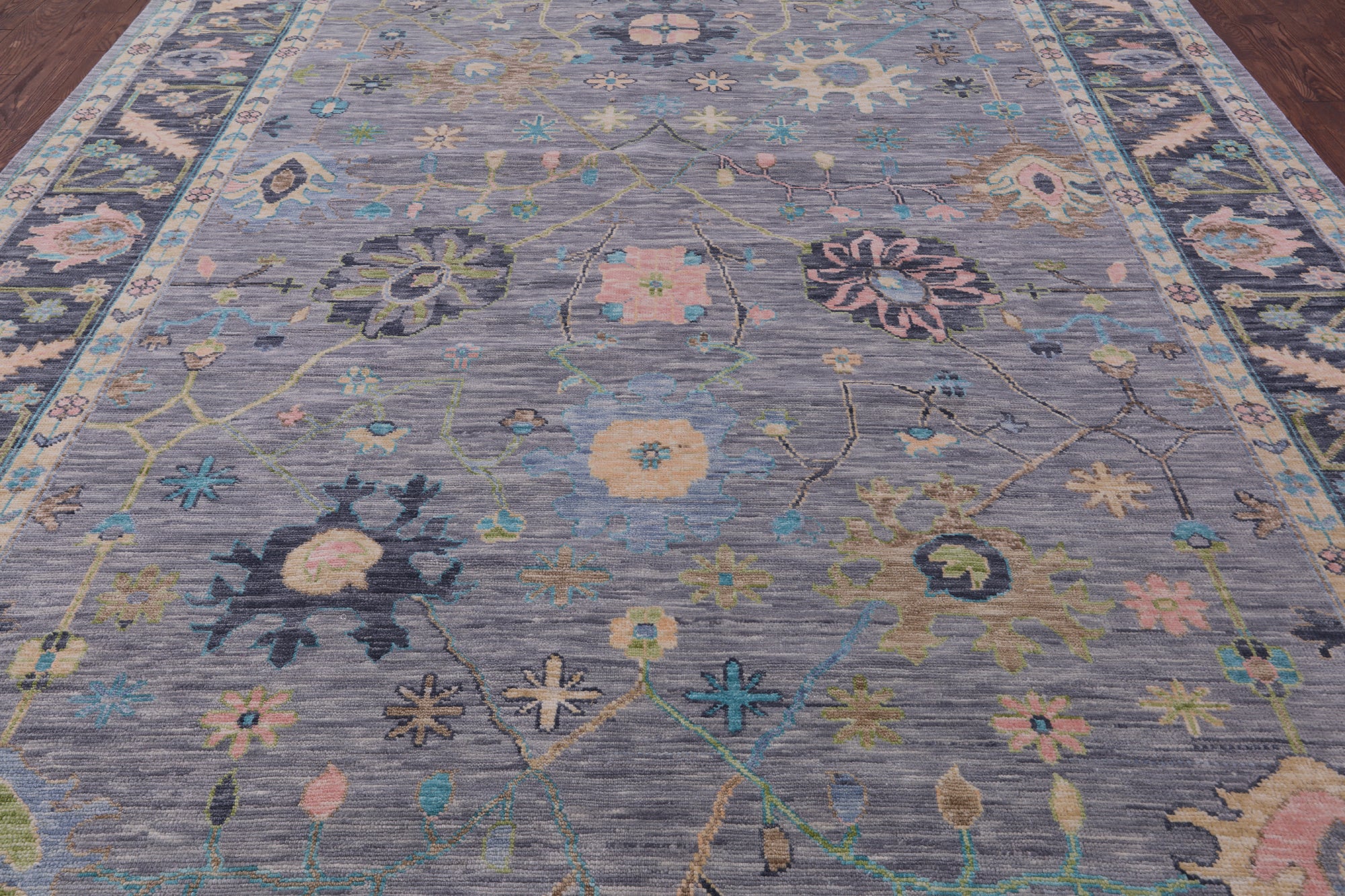 Grey Turkish Oushak Hand Knotted Wool Rug - 10' 1" X 13' 9" - Golden Nile