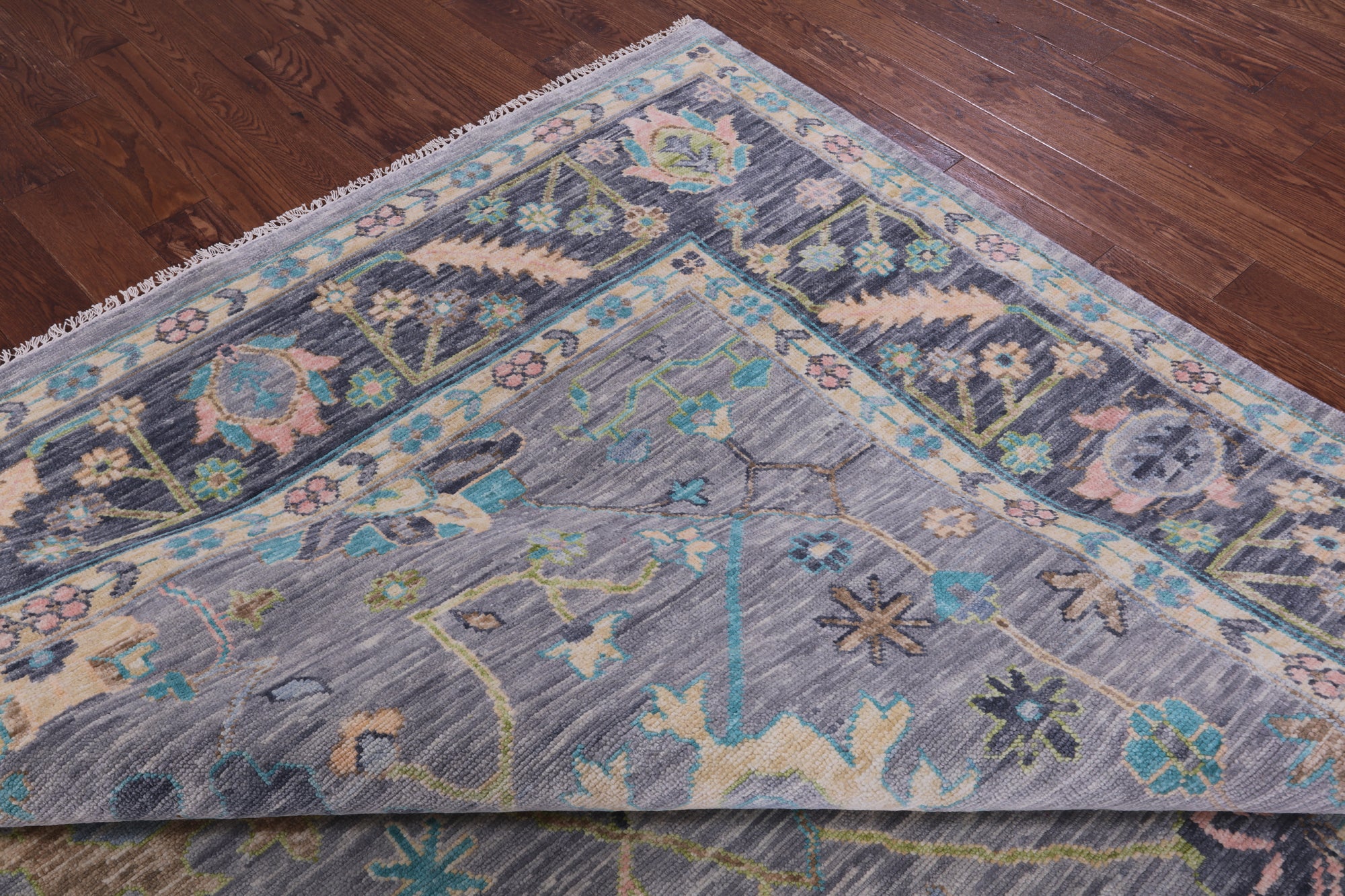 Grey Turkish Oushak Hand Knotted Wool Rug - 10' 1" X 13' 9" - Golden Nile