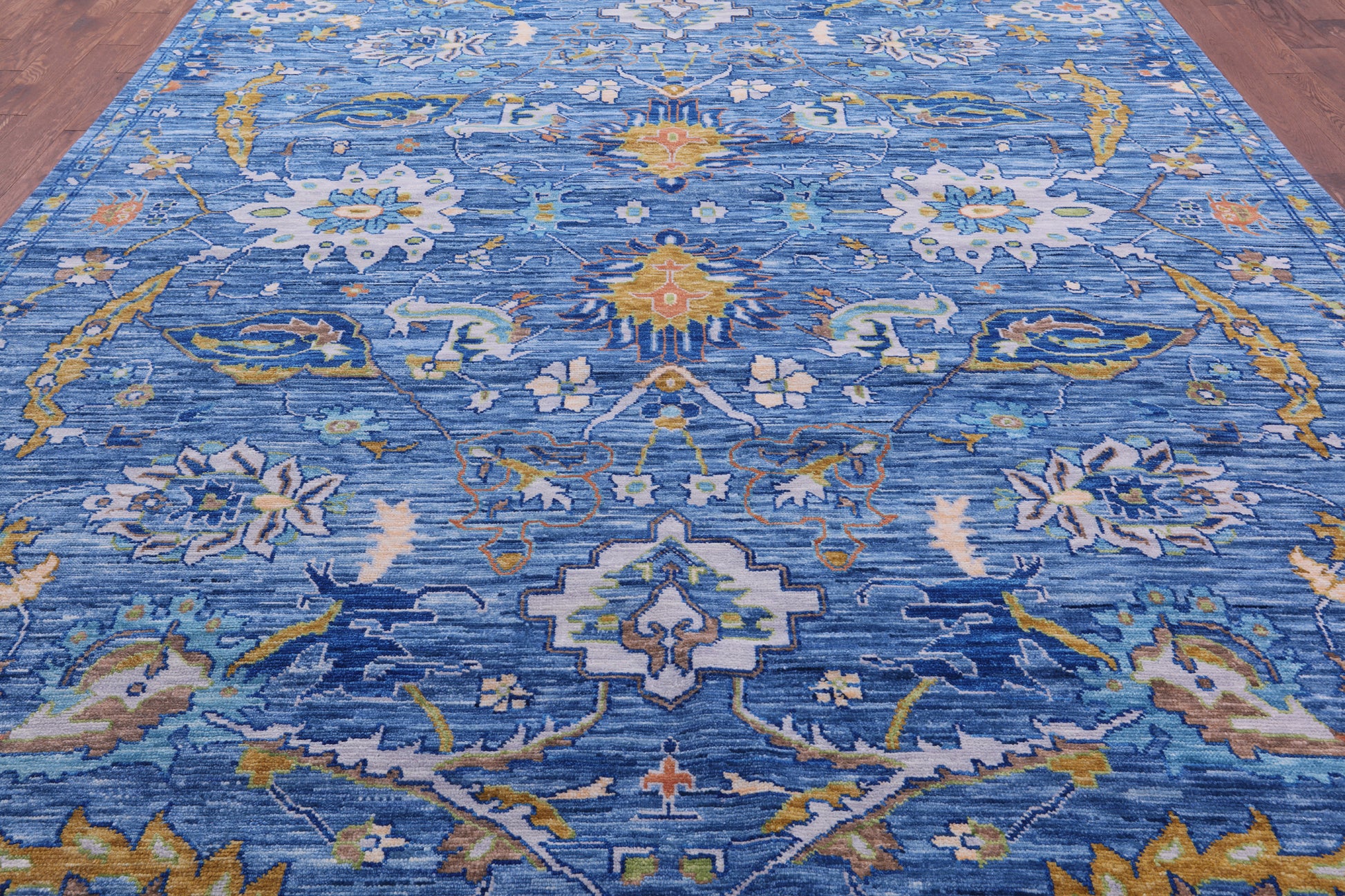 Blue Persian Tabriz Hand Knotted Wool Rug - 10' 2" X 13' 9" - Golden Nile