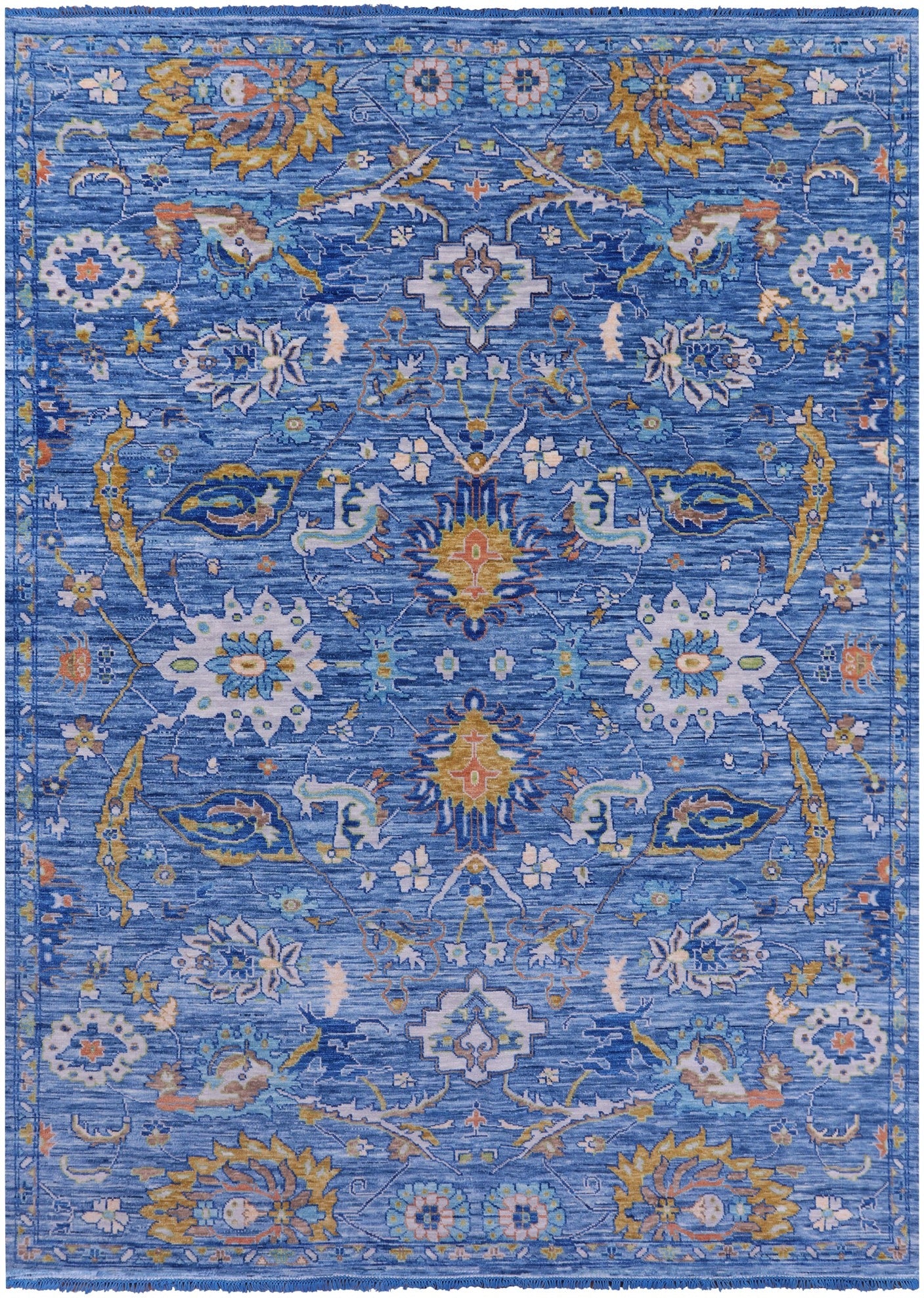 Blue Persian Tabriz Hand Knotted Wool Rug - 10' 2" X 13' 9" - Golden Nile