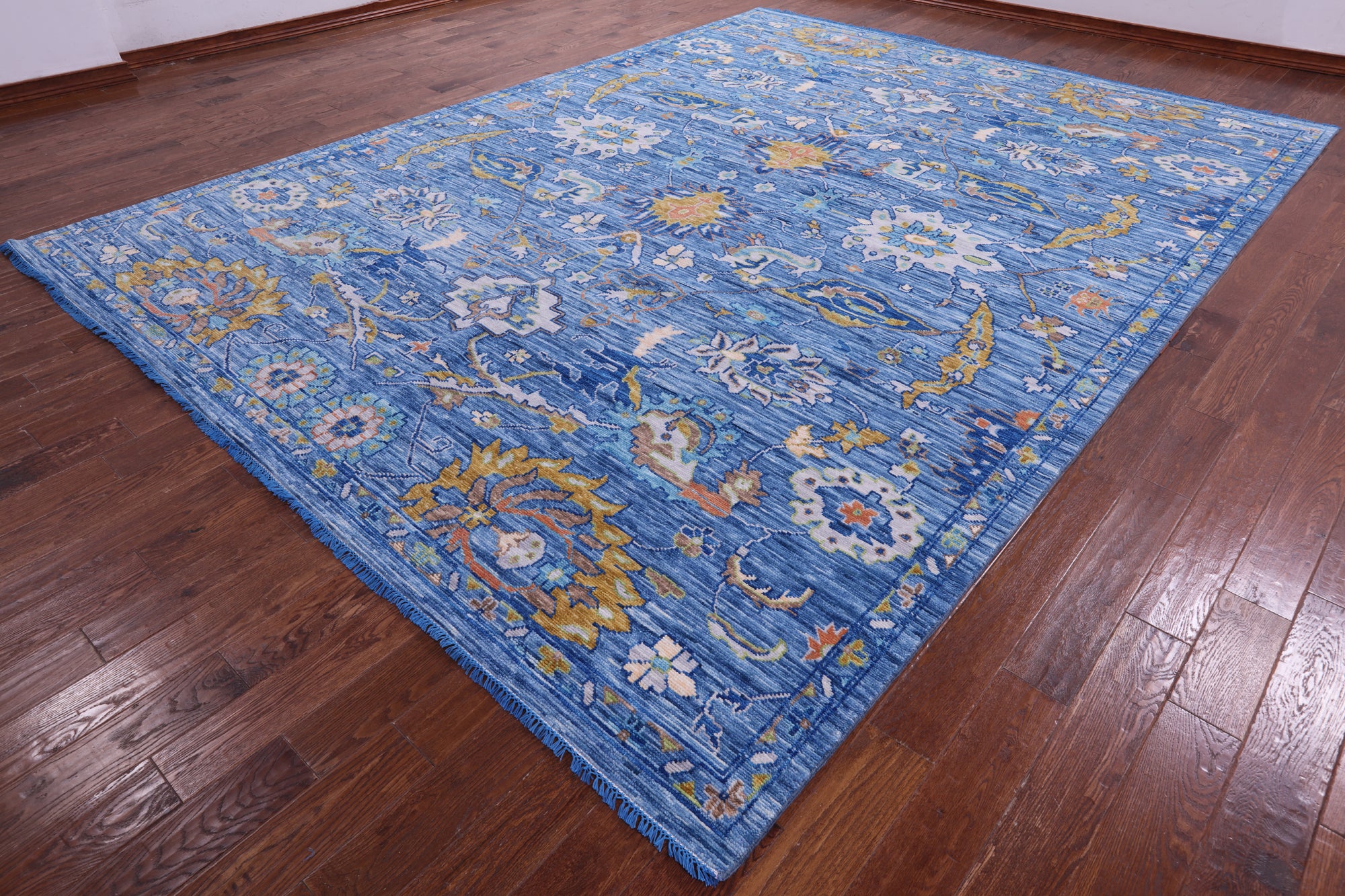 Blue Persian Tabriz Hand Knotted Wool Rug - 10' 2" X 13' 9" - Golden Nile