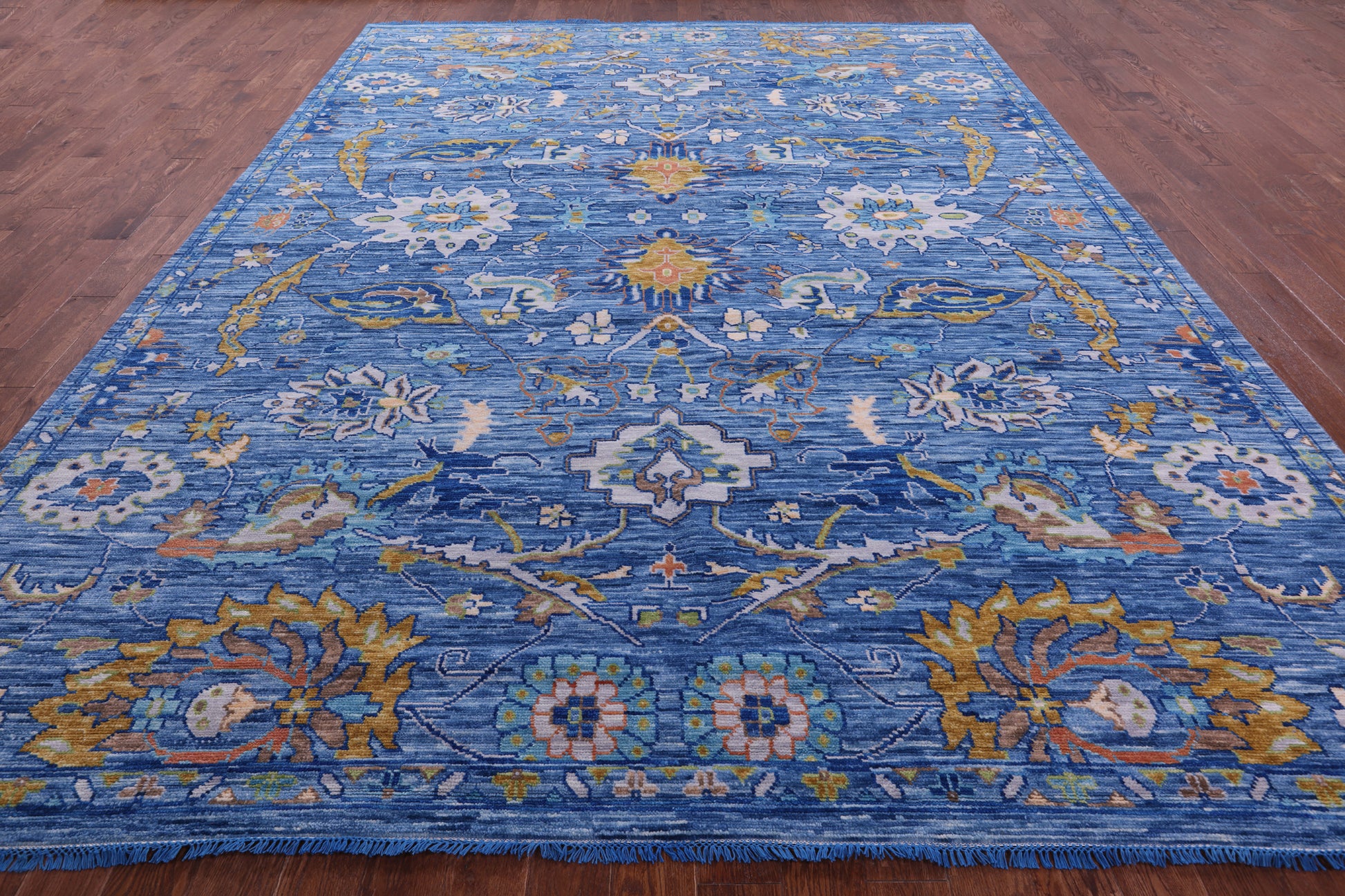 Blue Persian Tabriz Hand Knotted Wool Rug - 10' 2" X 13' 9" - Golden Nile