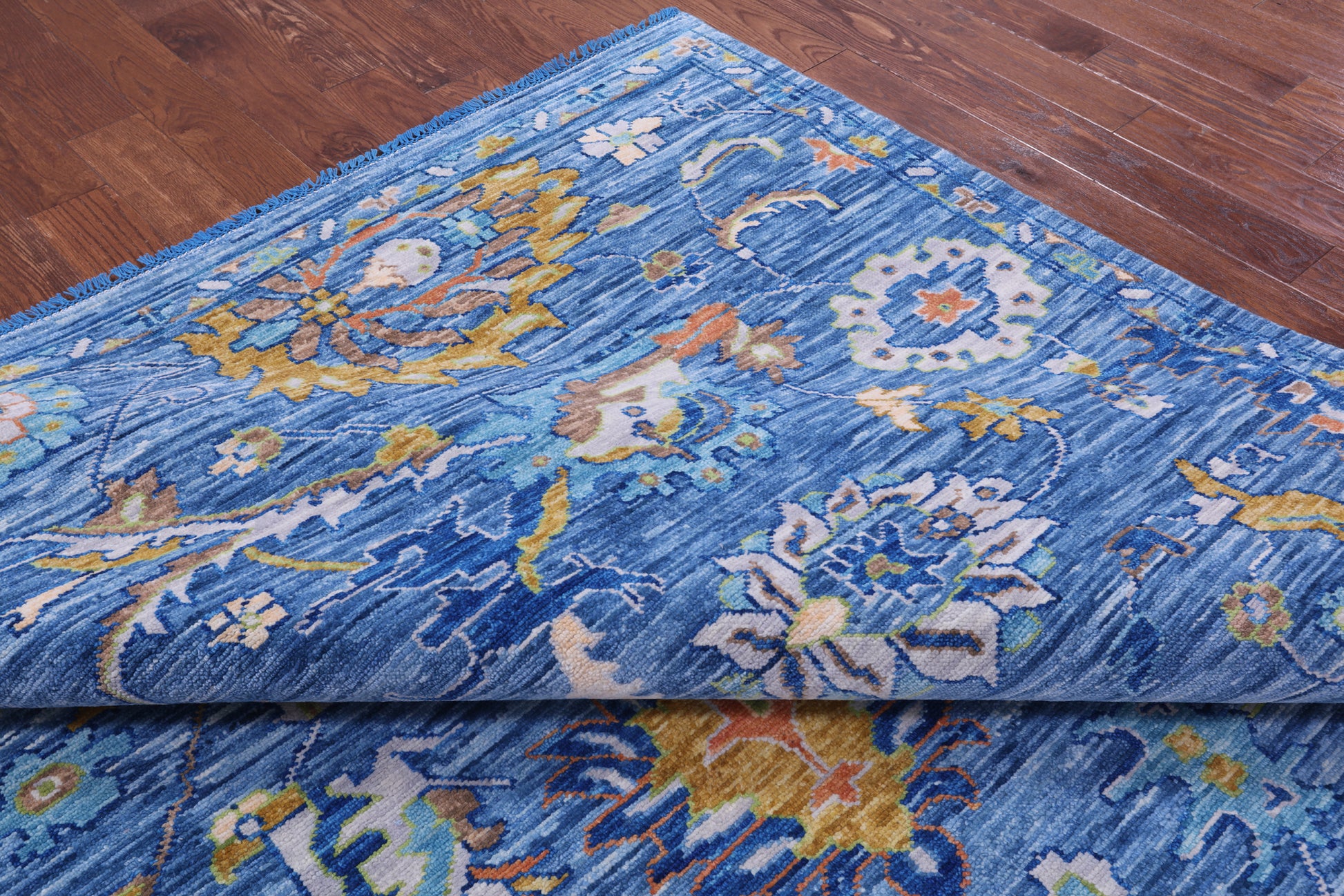 Blue Persian Tabriz Hand Knotted Wool Rug - 10' 2" X 13' 9" - Golden Nile