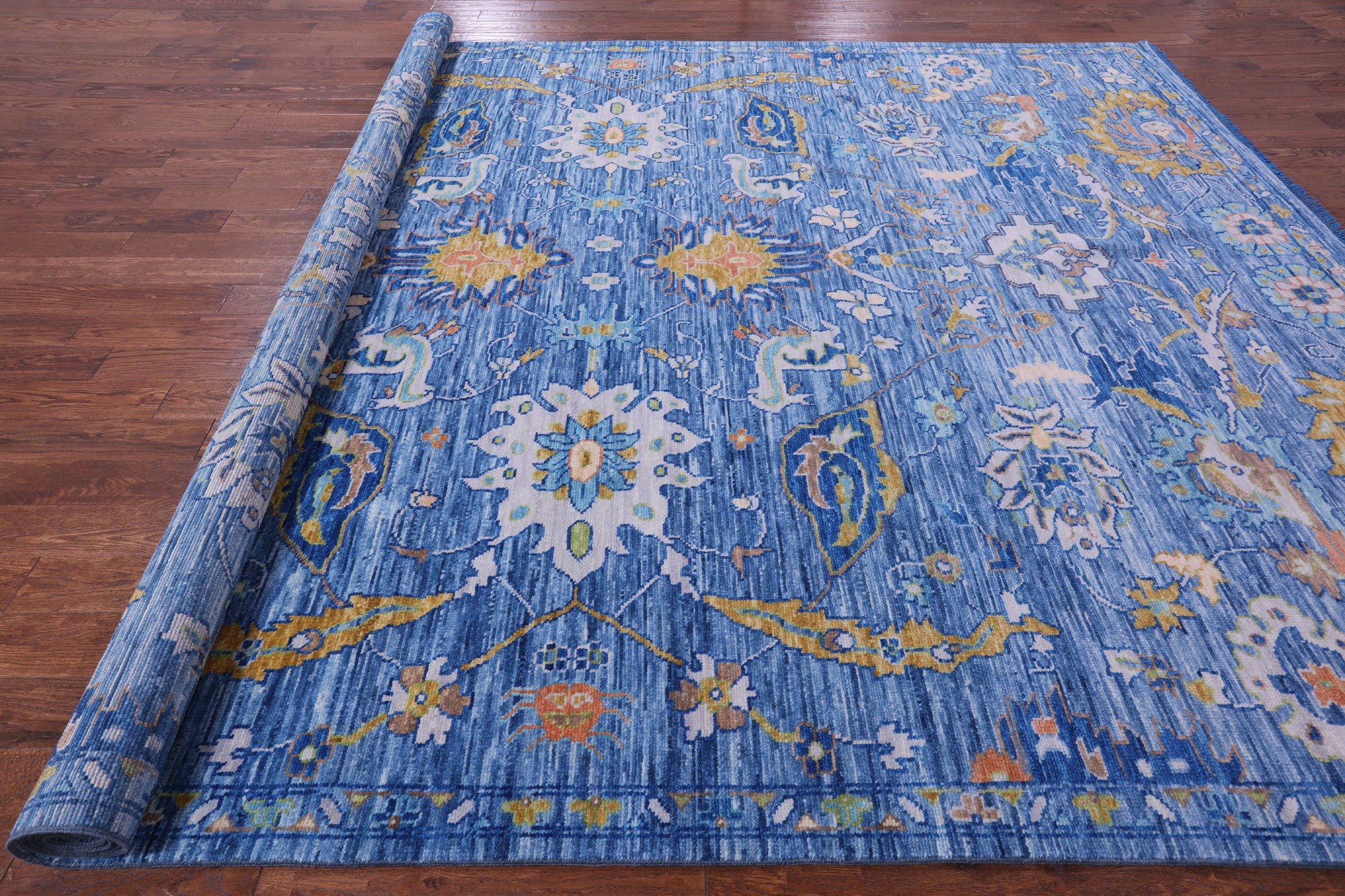 Blue Persian Tabriz Hand Knotted Wool Rug - 10' 2" X 13' 9" - Golden Nile