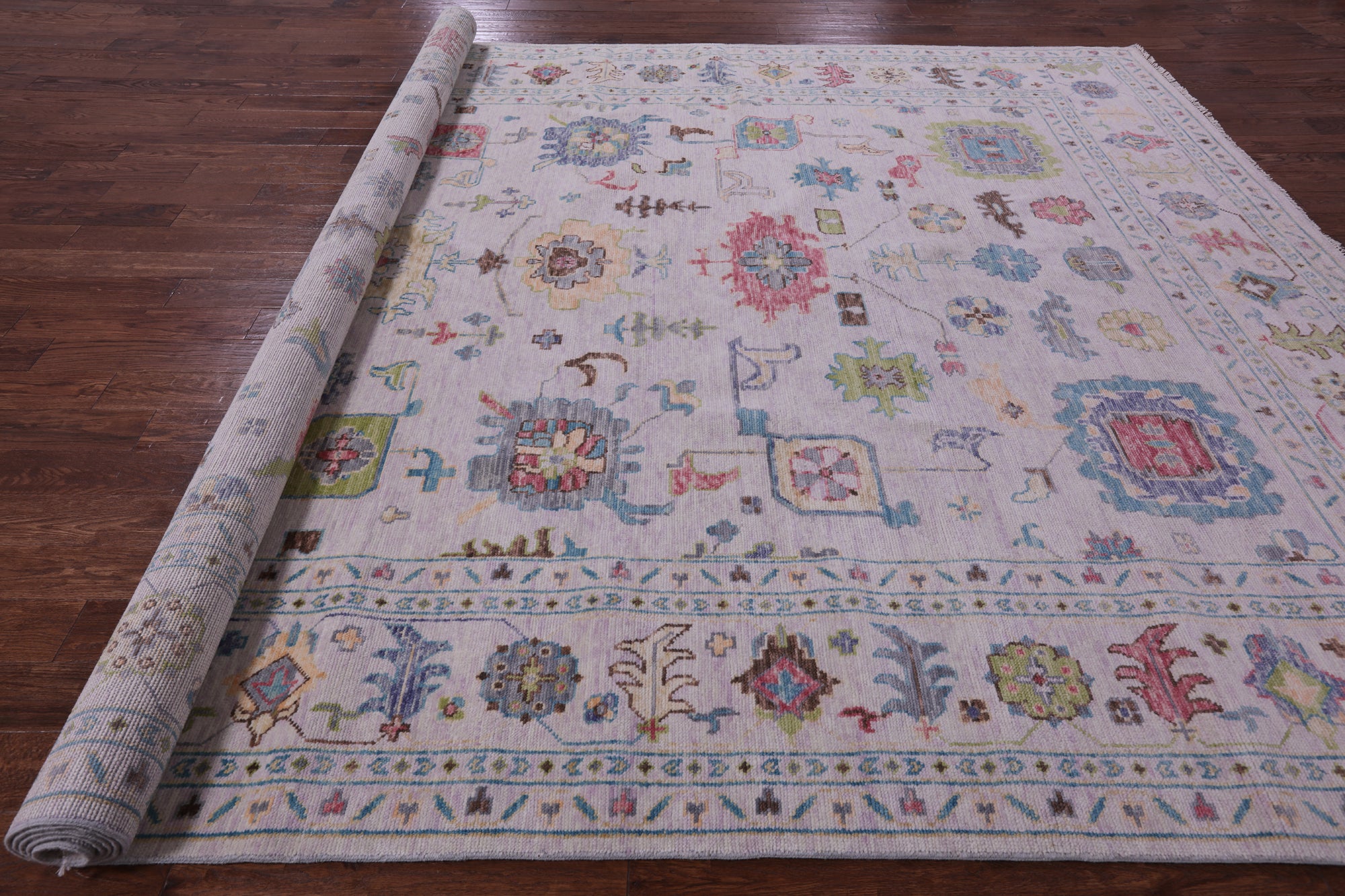 Grey Turkish Oushak Hand Knotted Wool Rug - 10' 2" X 14' 1" - Golden Nile
