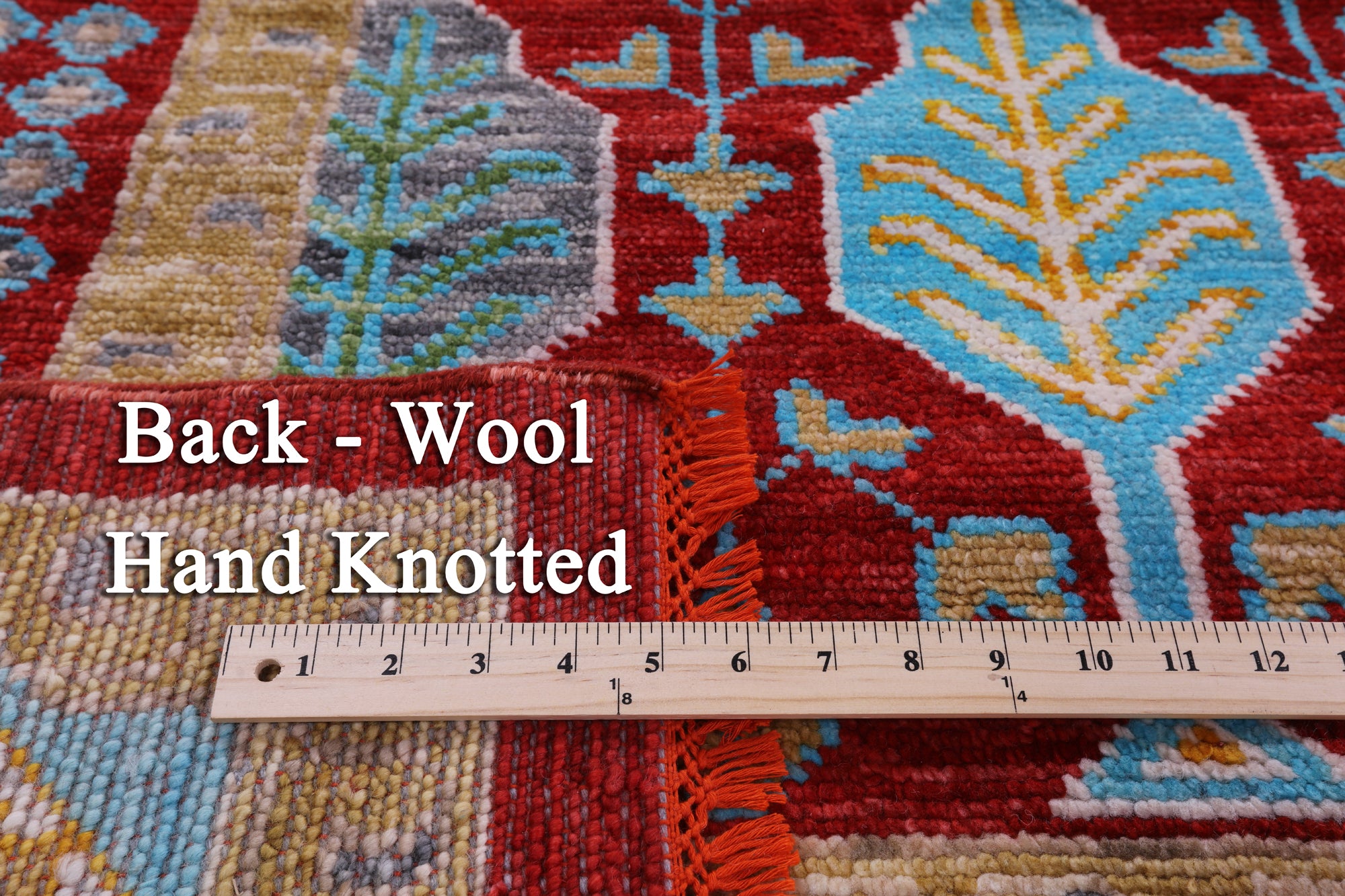 Red Geometric Persian Mamluk Hand Knotted Wool Rug - 9' 10" X 13' 9" - Golden Nile