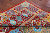 Red Geometric Persian Mamluk Hand Knotted Wool Rug - 9' 10" X 13' 9" - Golden Nile