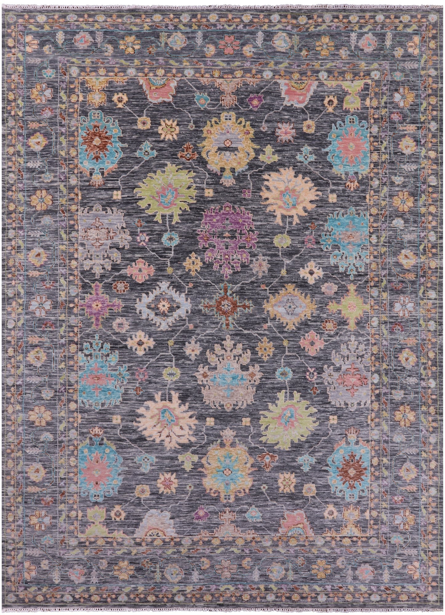 Grey Turkish Oushak Hand Knotted Wool Rug - 10' 3" X 13' 10" - Golden Nile